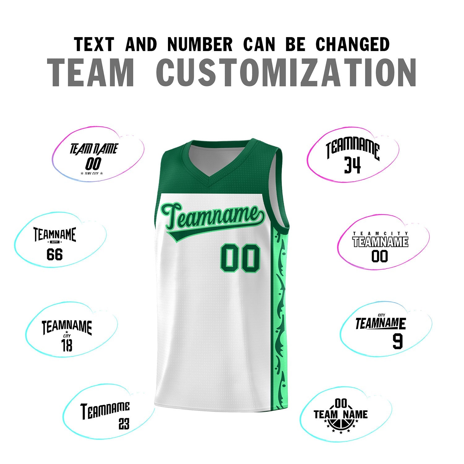 Custom White Side Pattern Sports Uniform Basketball Jersey