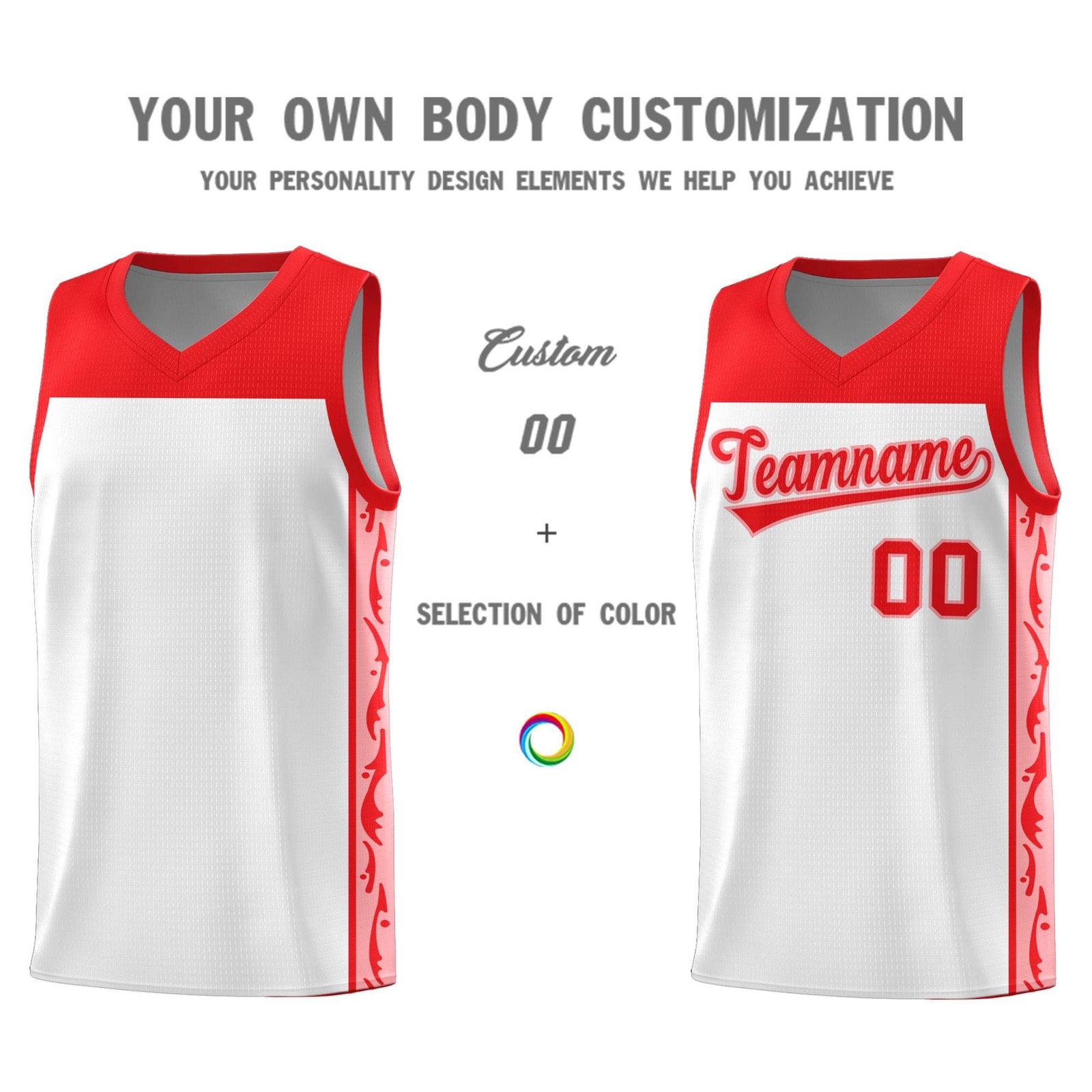 Custom White Side Pattern Sports Uniform Basketball Jersey