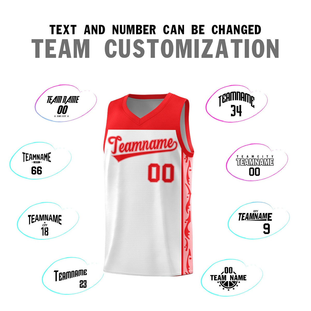 Custom White Side Pattern Sports Uniform Basketball Jersey