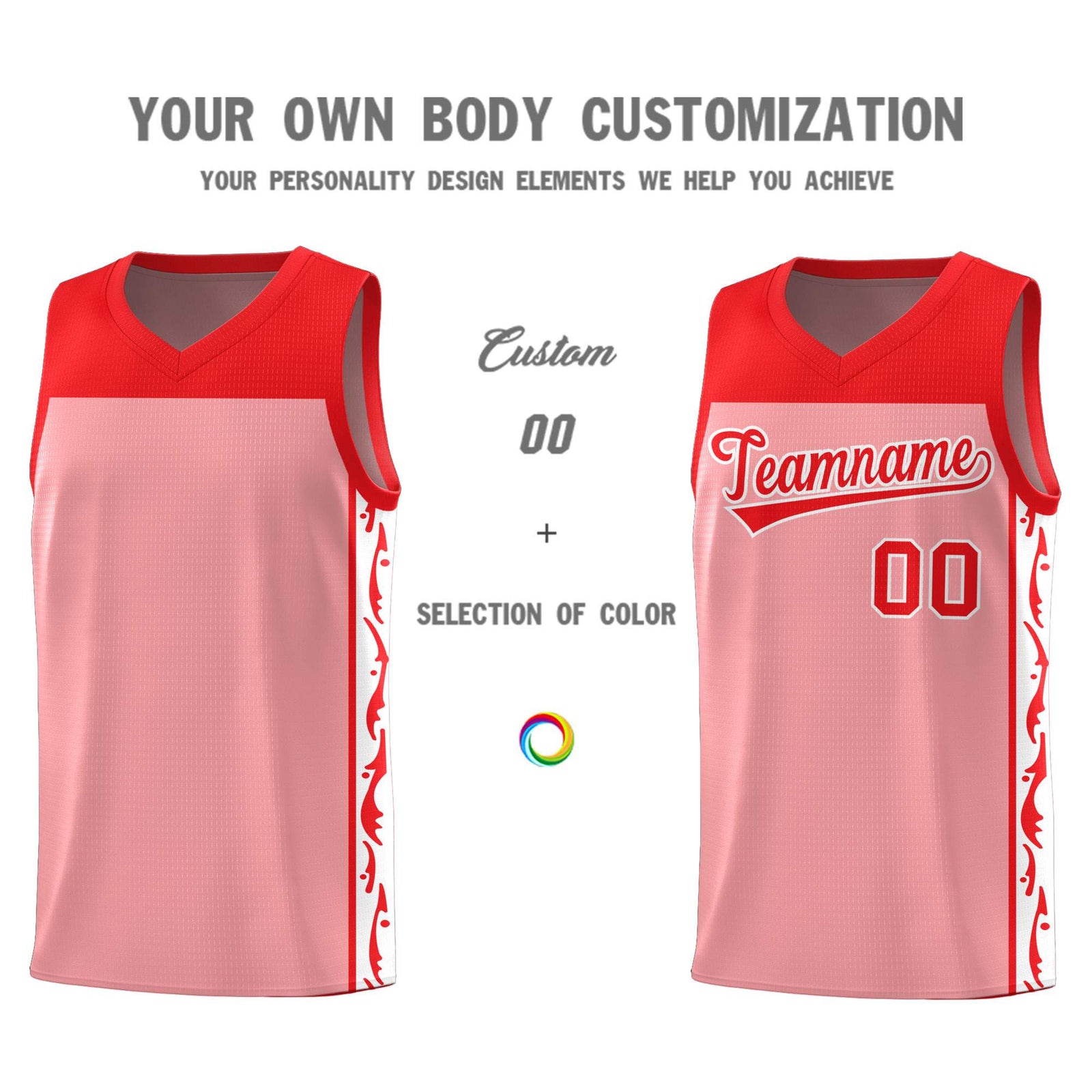 Custom Pink Side Pattern Sports Uniform Basketball Jersey