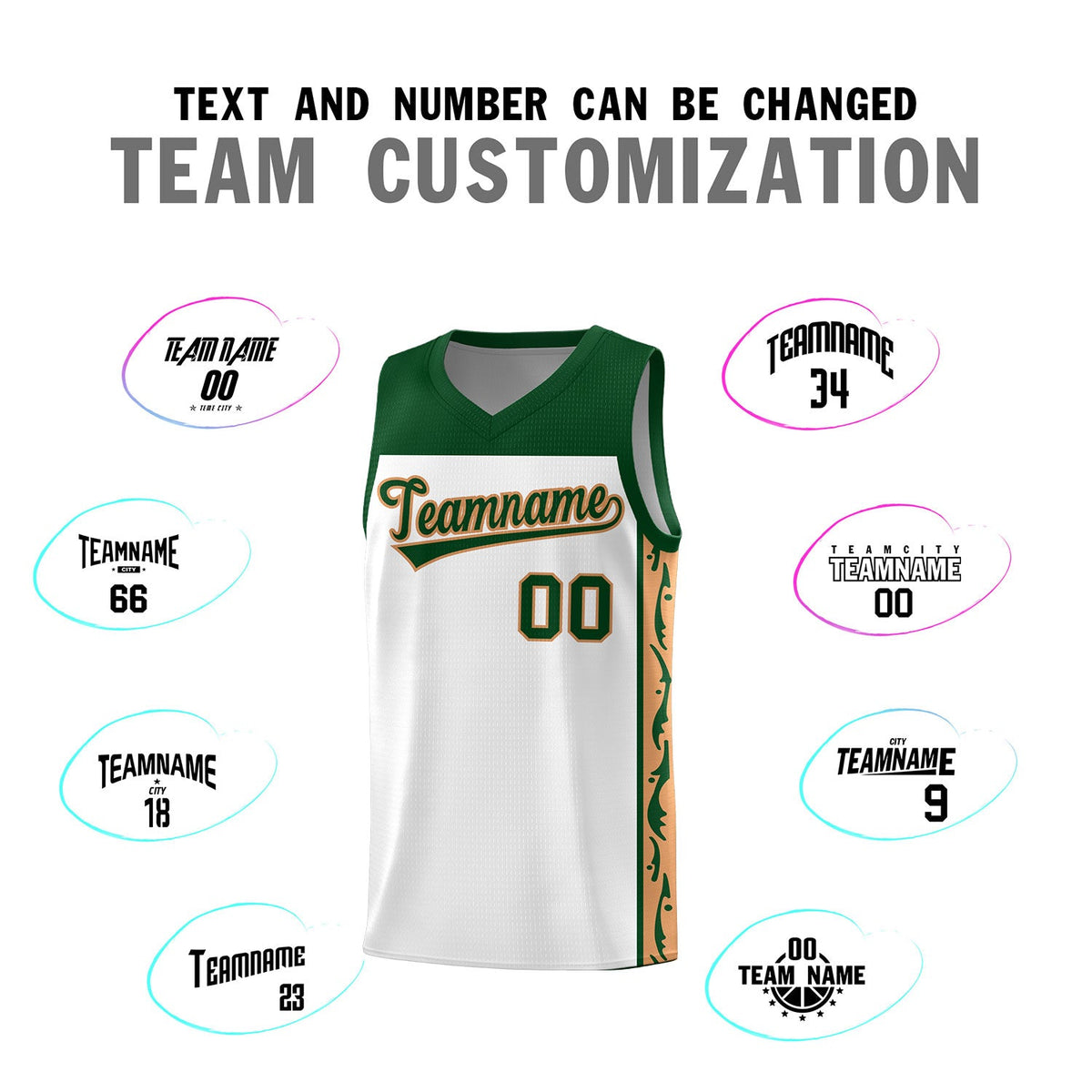 Custom White Side Pattern Sports Uniform Basketball Jersey