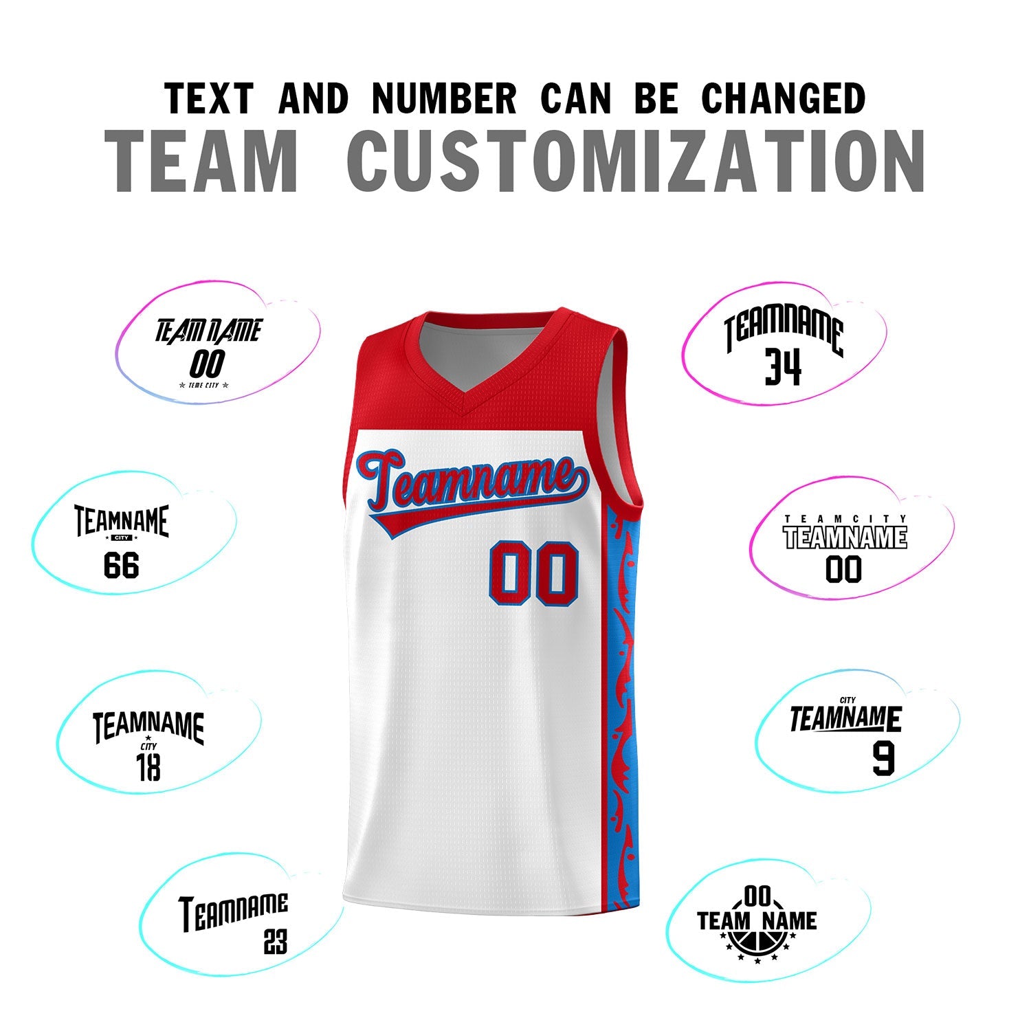 Custom White Side Pattern Sports Uniform Basketball Jersey