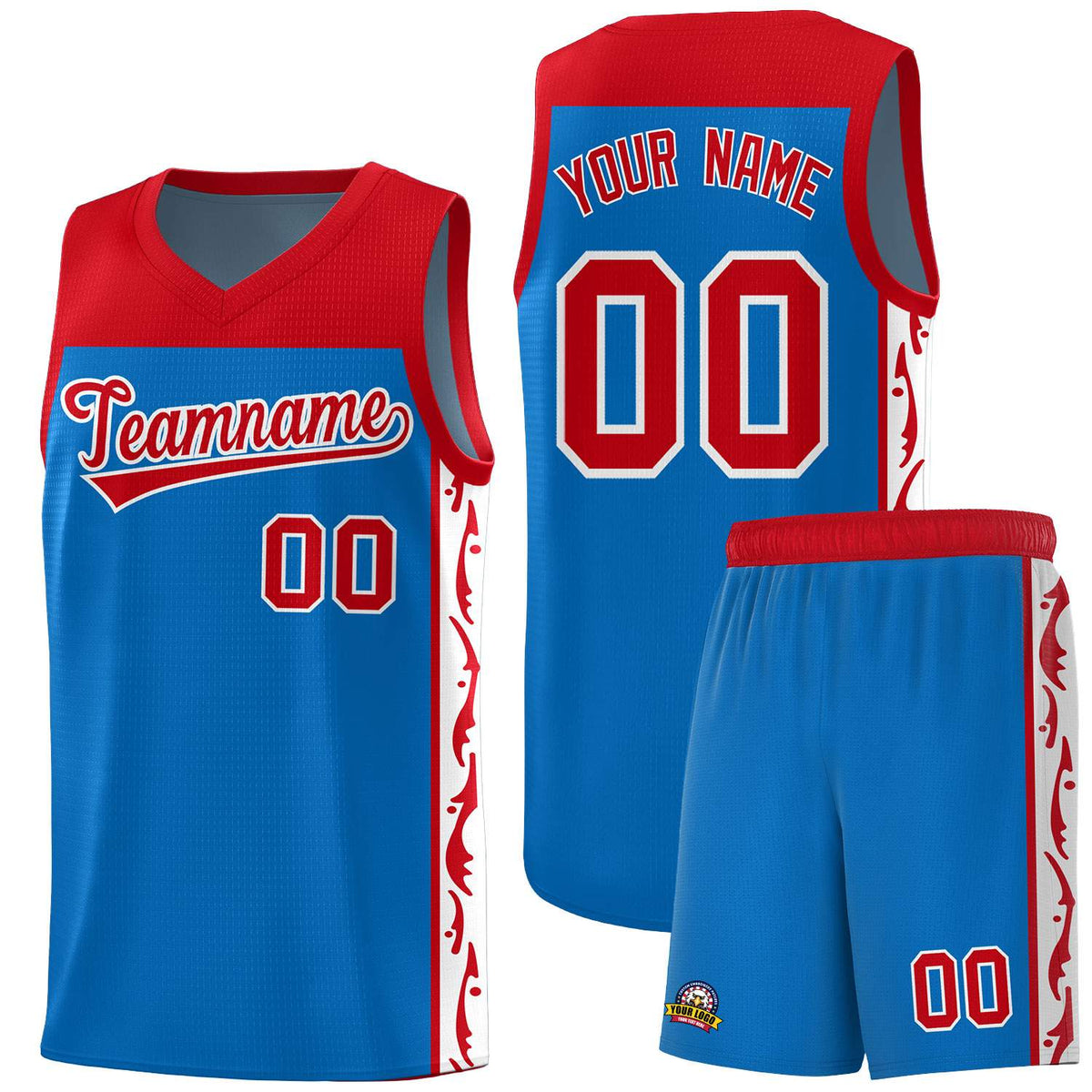 Custom Royal Side Pattern Sports Uniform Basketball Jersey