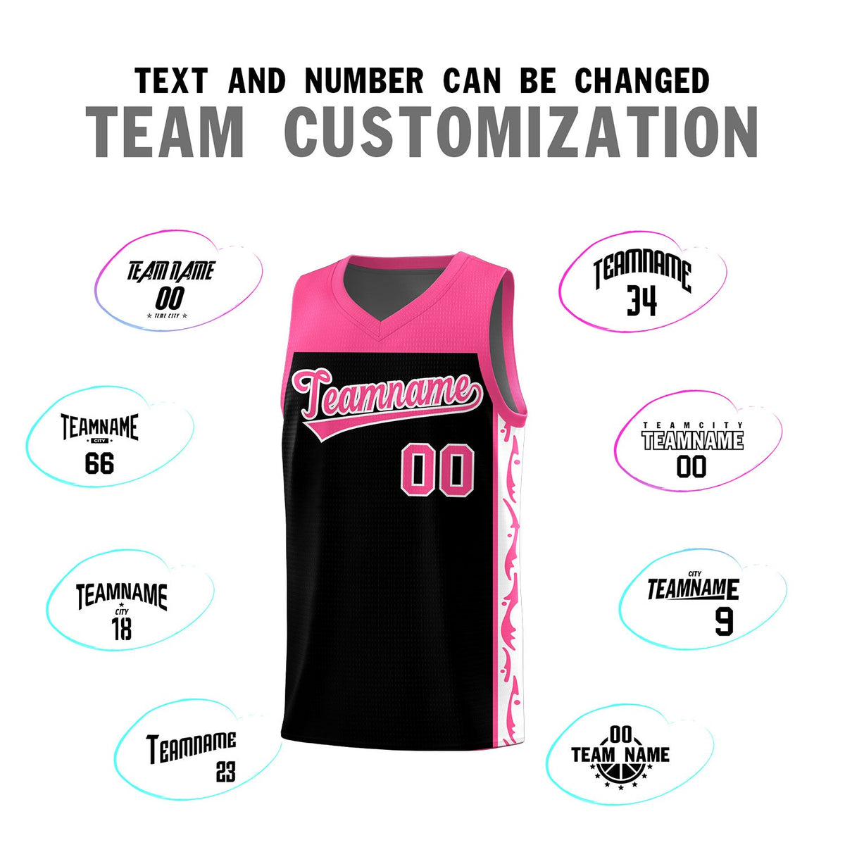Custom Black Side Pattern Sports Uniform Basketball Jersey