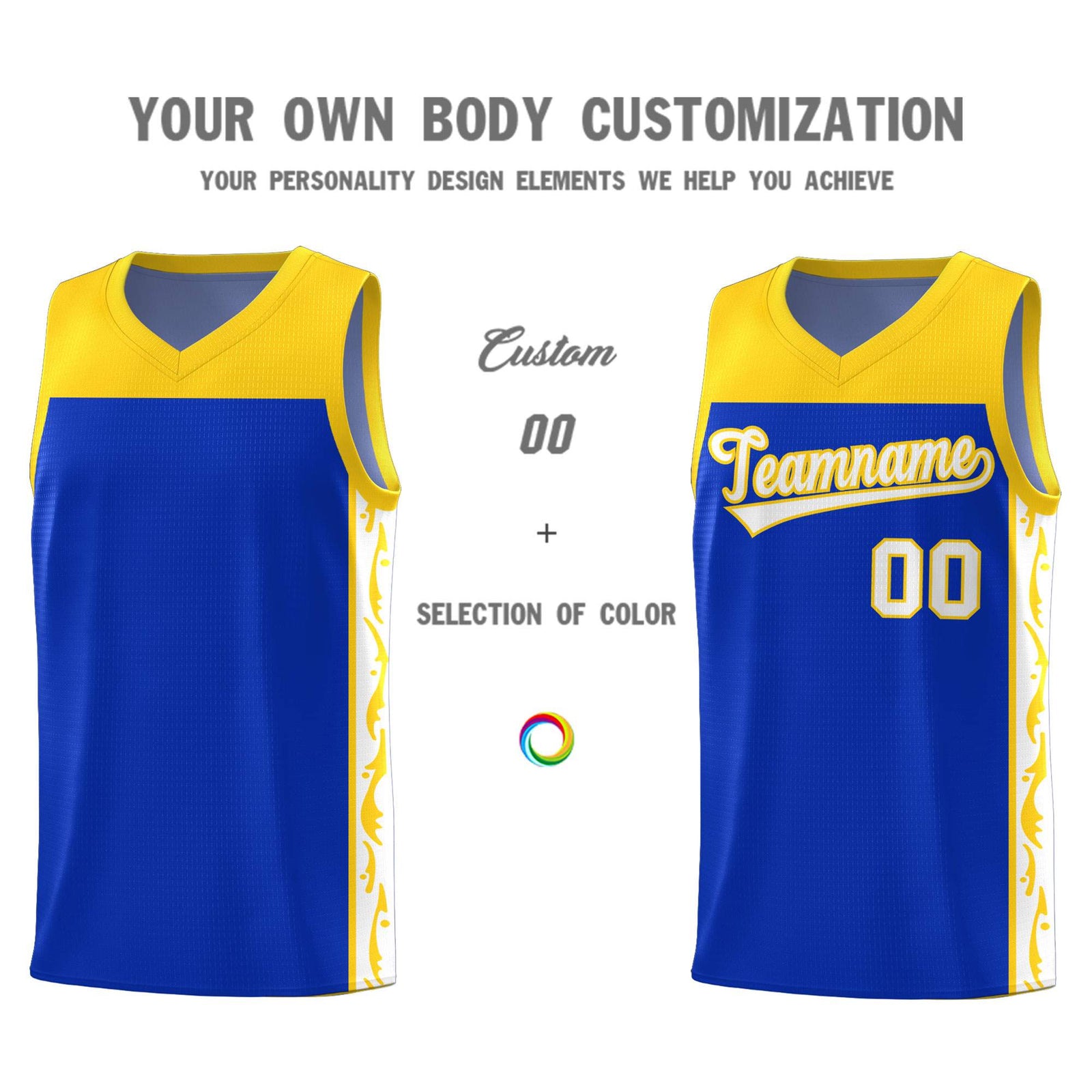 Custom Royal Side Pattern Sports Uniform Basketball Jersey