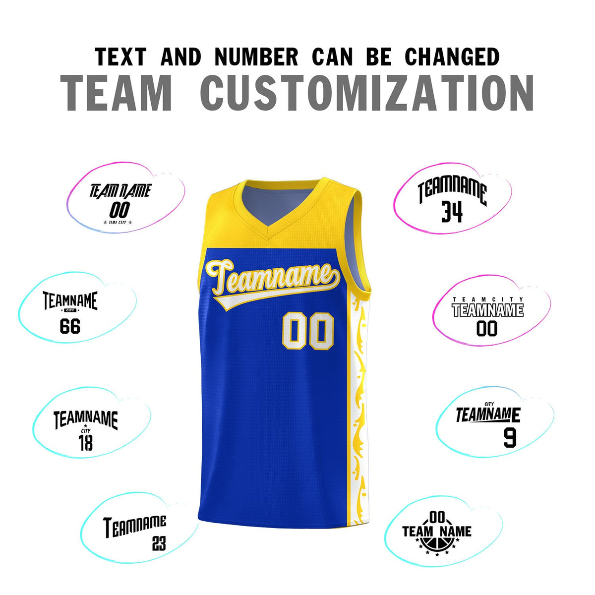 Custom Royal Side Pattern Sports Uniform Basketball Jersey