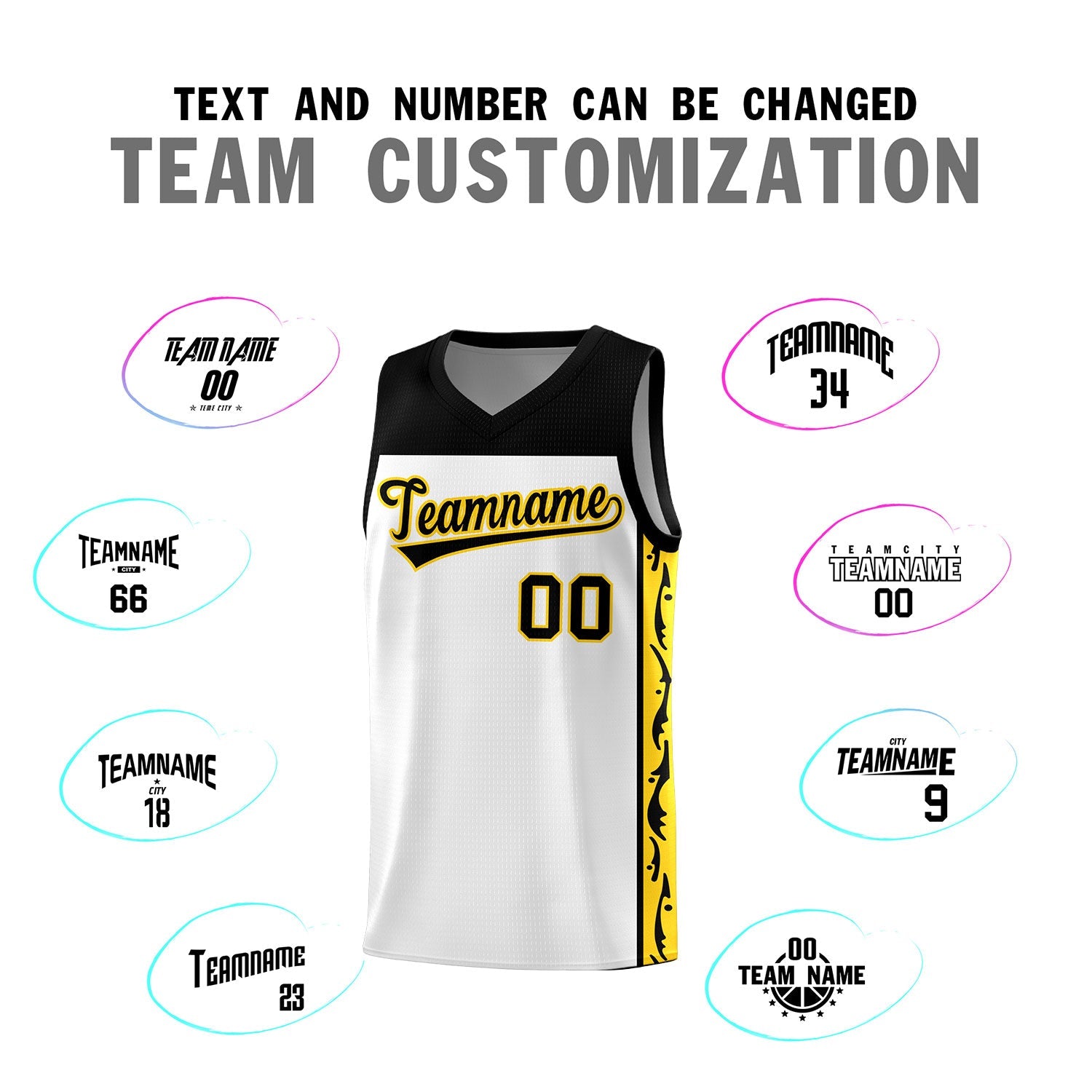 Custom White Side Pattern Sports Uniform Basketball Jersey