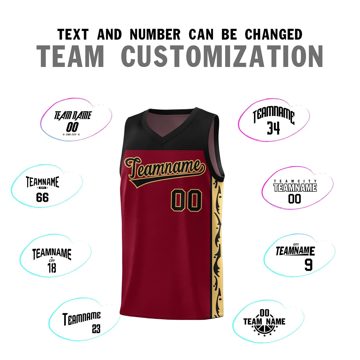 Custom Crimson Side Pattern Sports Uniform Basketball Jersey