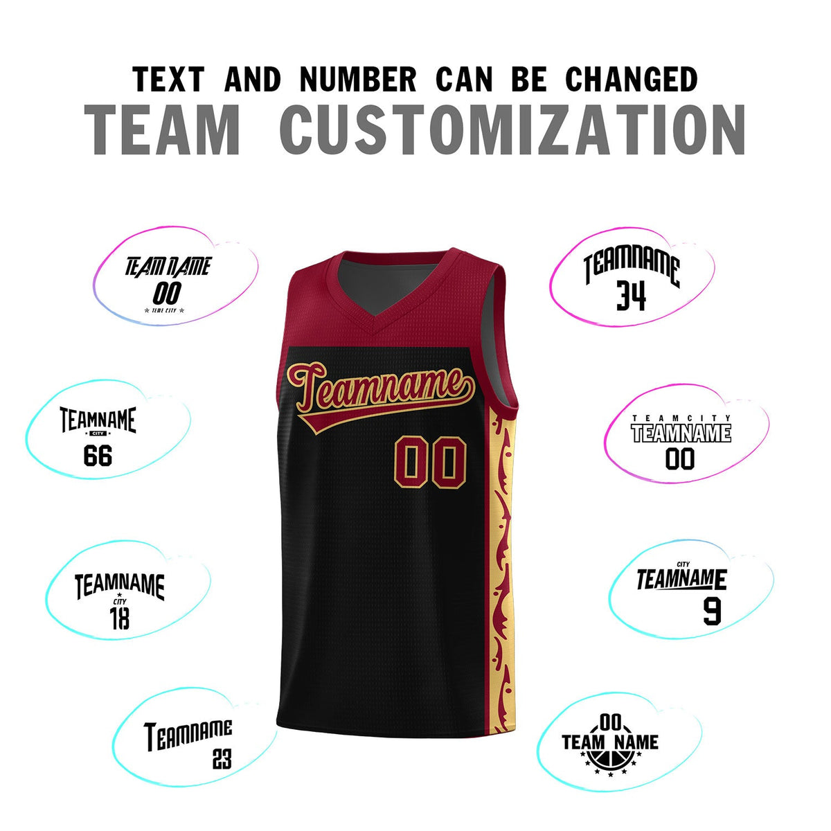 Custom Black Side Pattern Sports Uniform Basketball Jersey