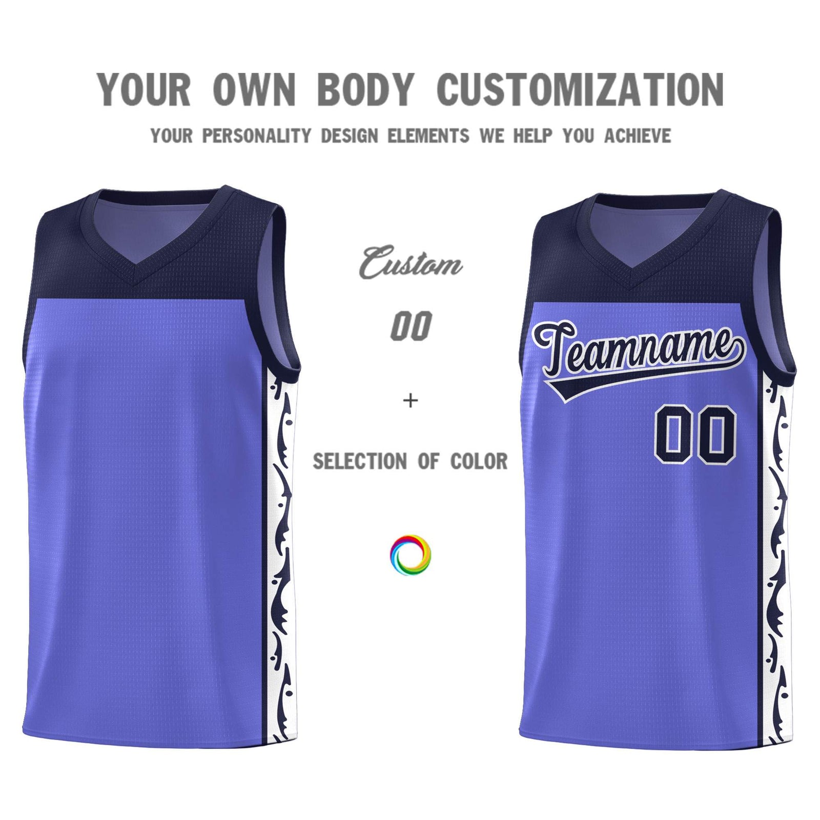 Custom Purple Side Pattern Sports Uniform Basketball Jersey