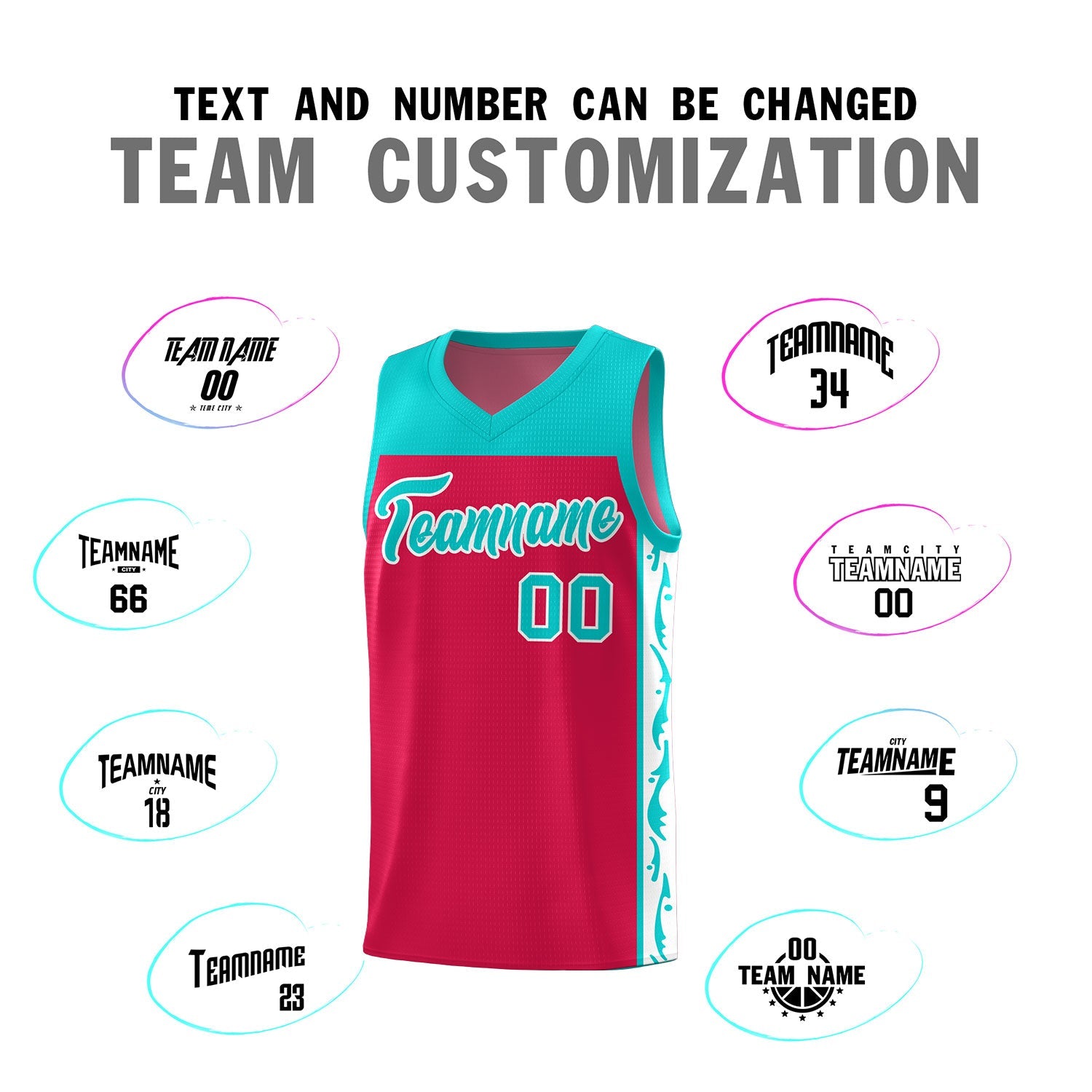Custom Red Side Pattern Sports Uniform Basketball Jersey