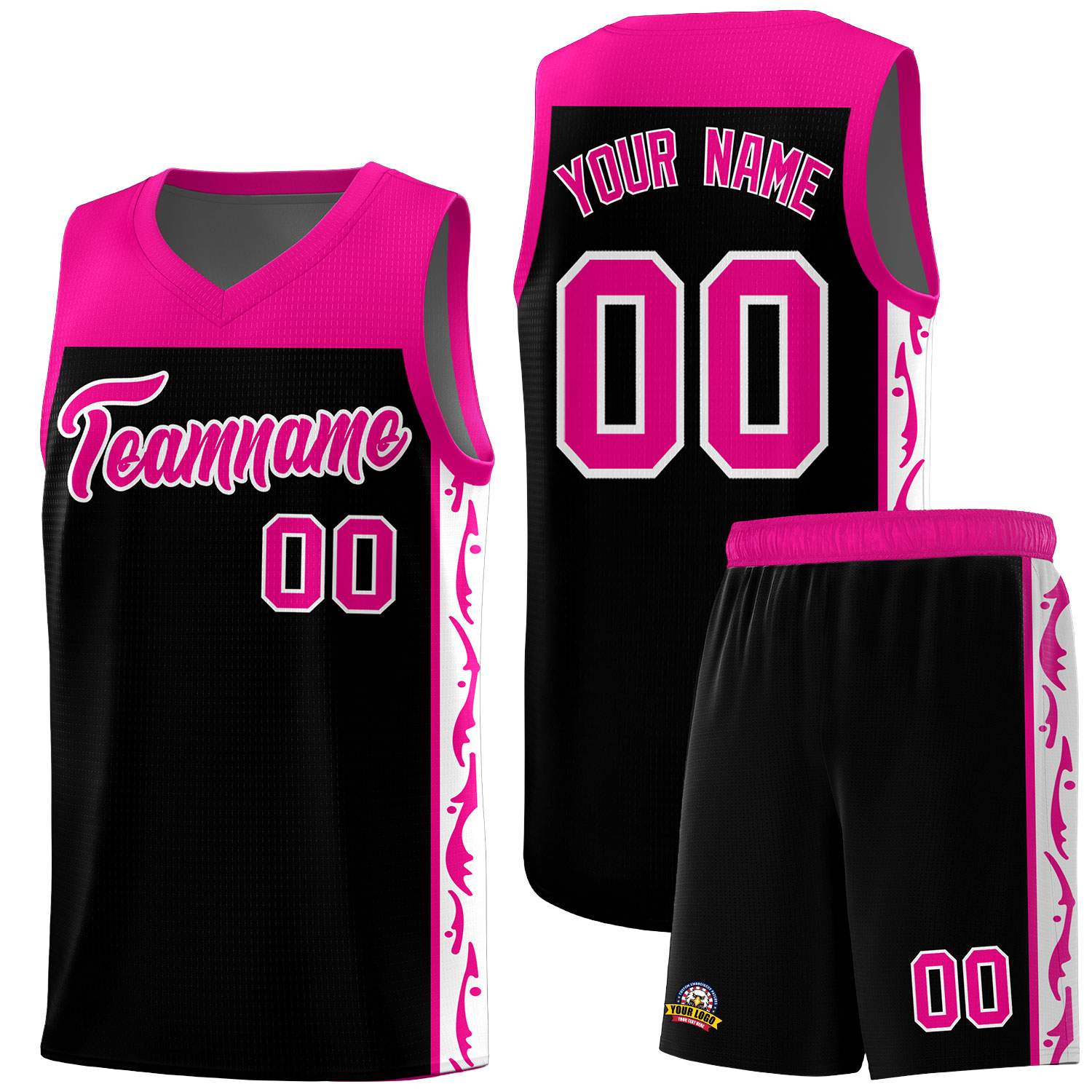 Custom Black Side Pattern Sports Uniform Basketball Jersey