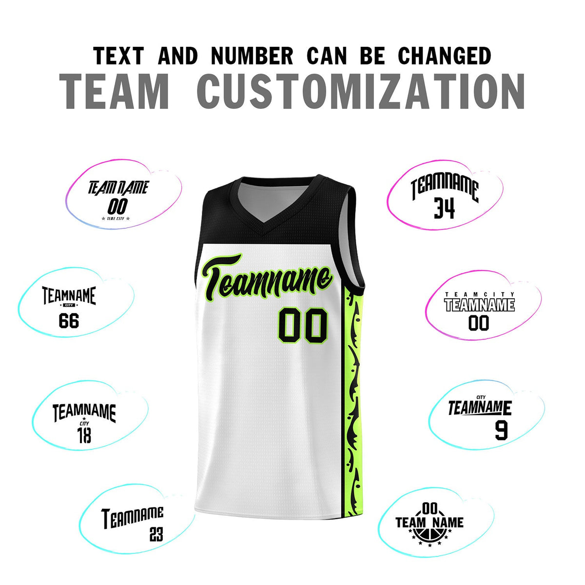 Custom White Side Pattern Sports Uniform Basketball Jersey