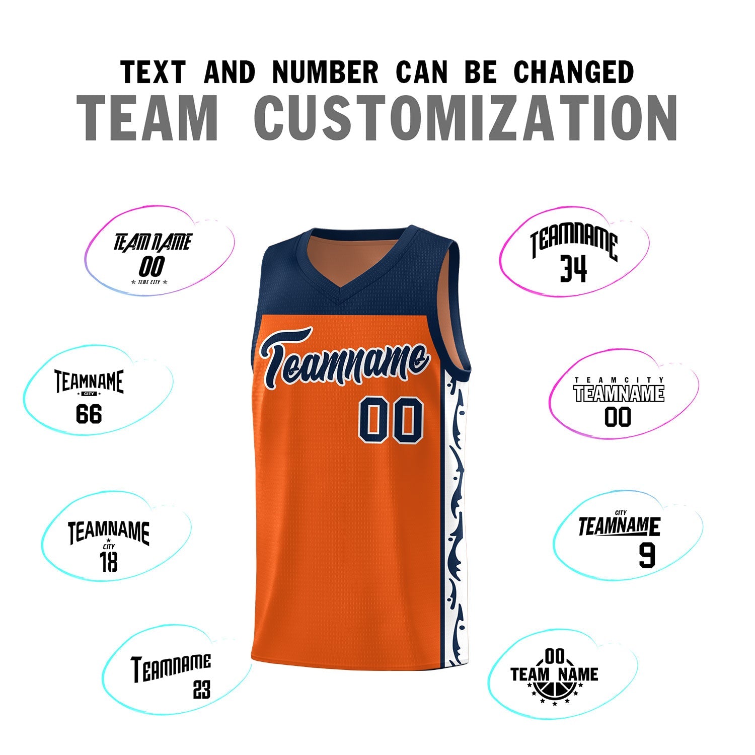 Custom Orange Side Pattern Sports Uniform Basketball Jersey