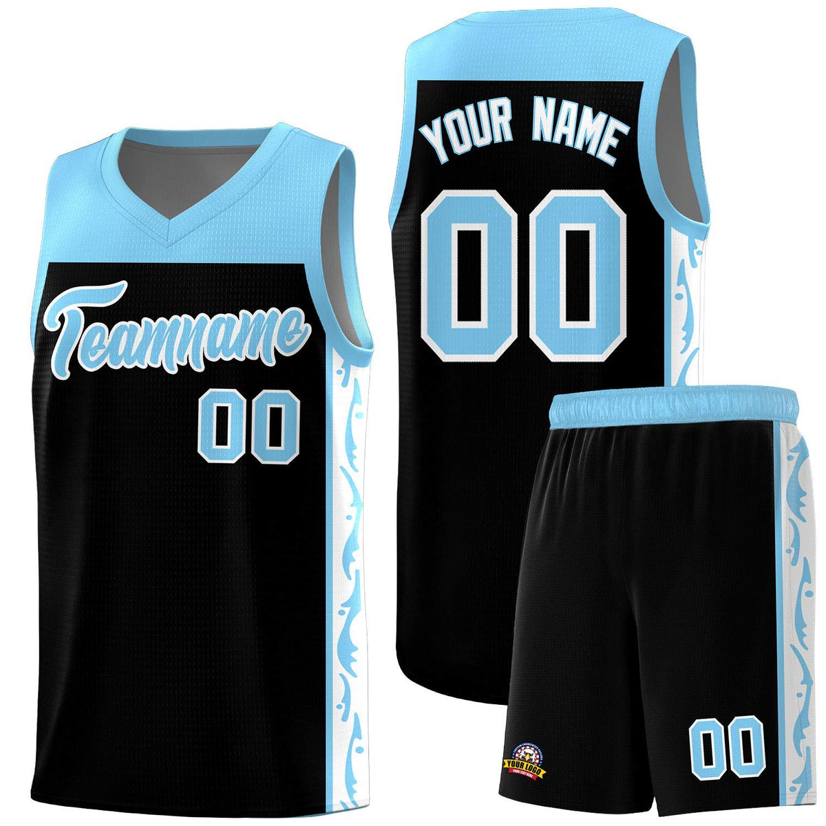 Custom Black Side Pattern Sports Uniform Basketball Jersey