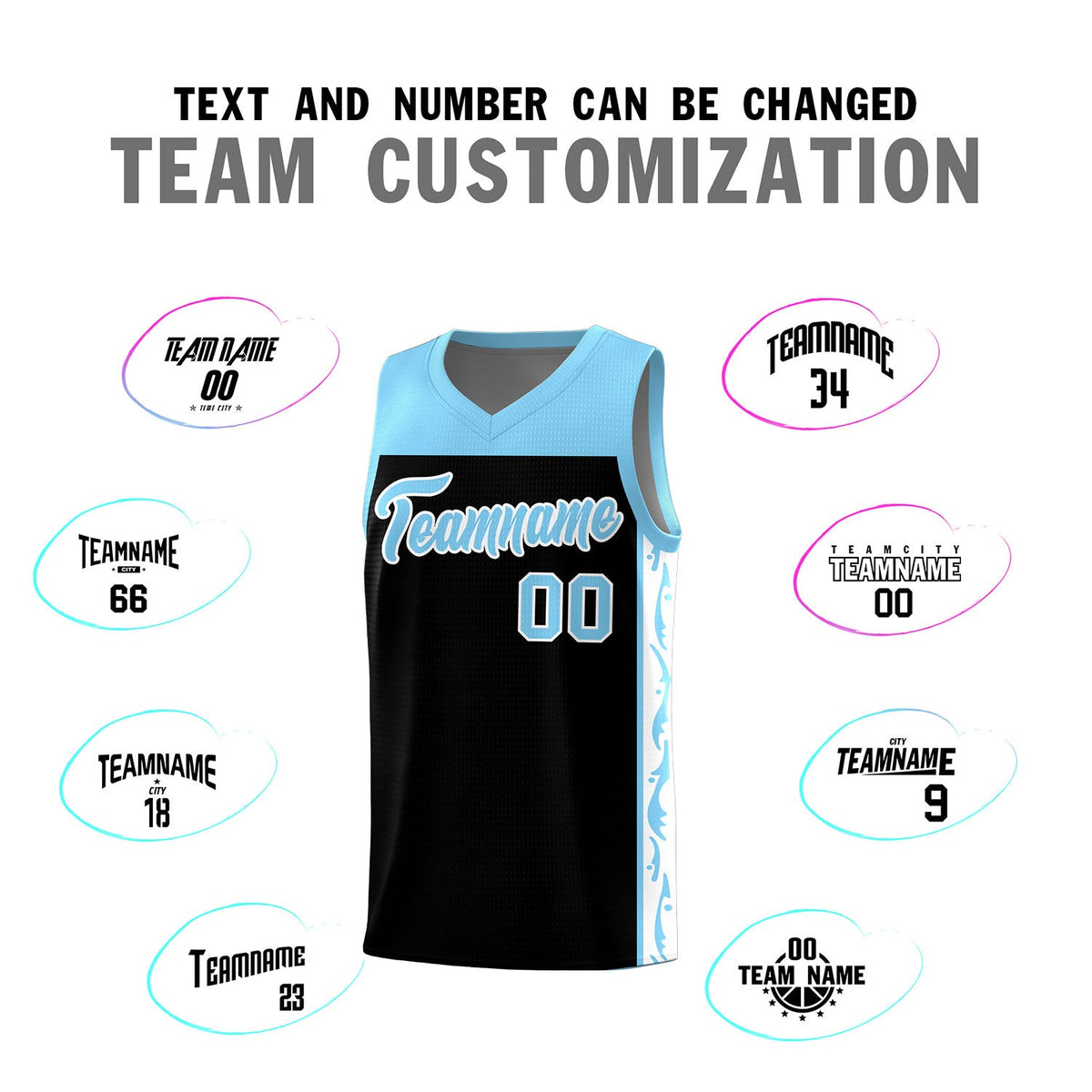 Custom Black Side Pattern Sports Uniform Basketball Jersey