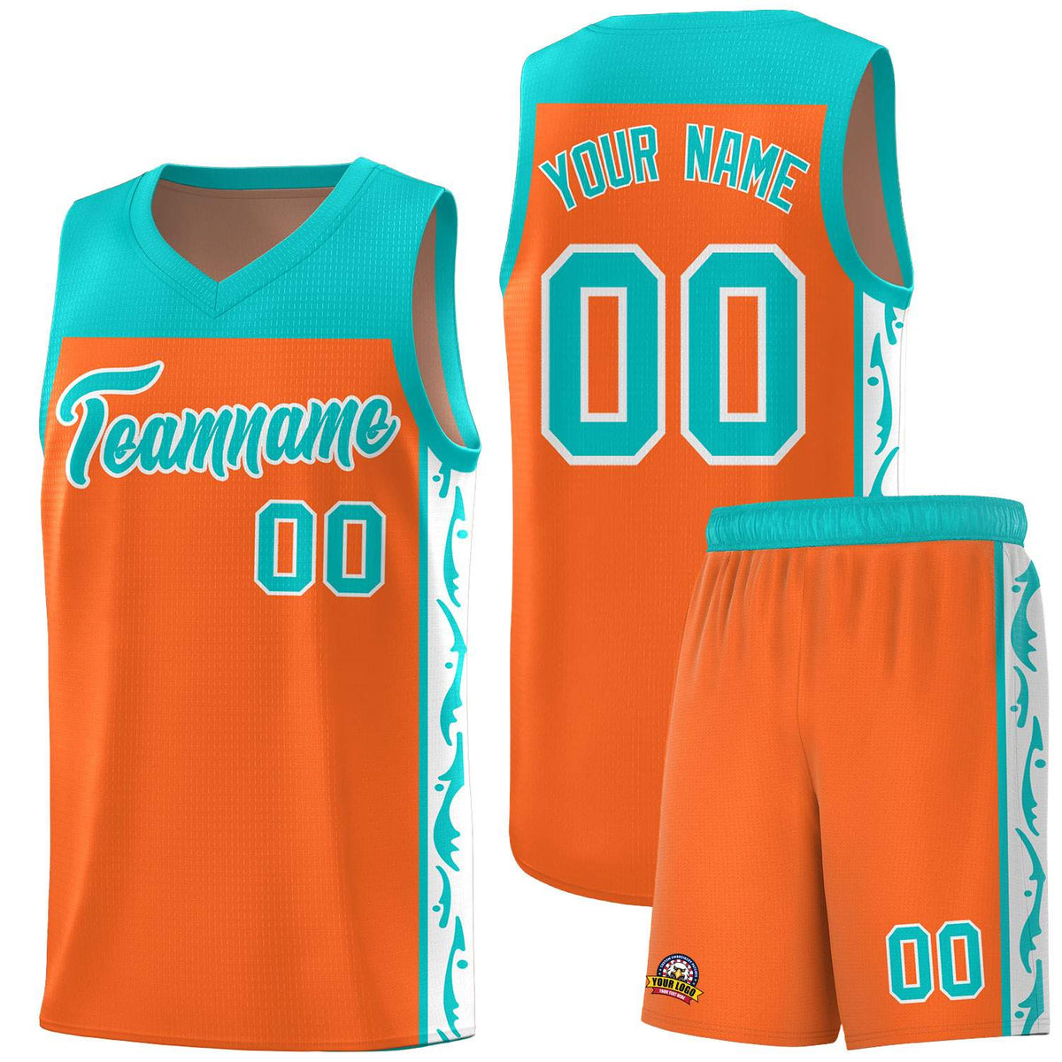Custom Orange Side Pattern Sports Uniform Basketball Jersey