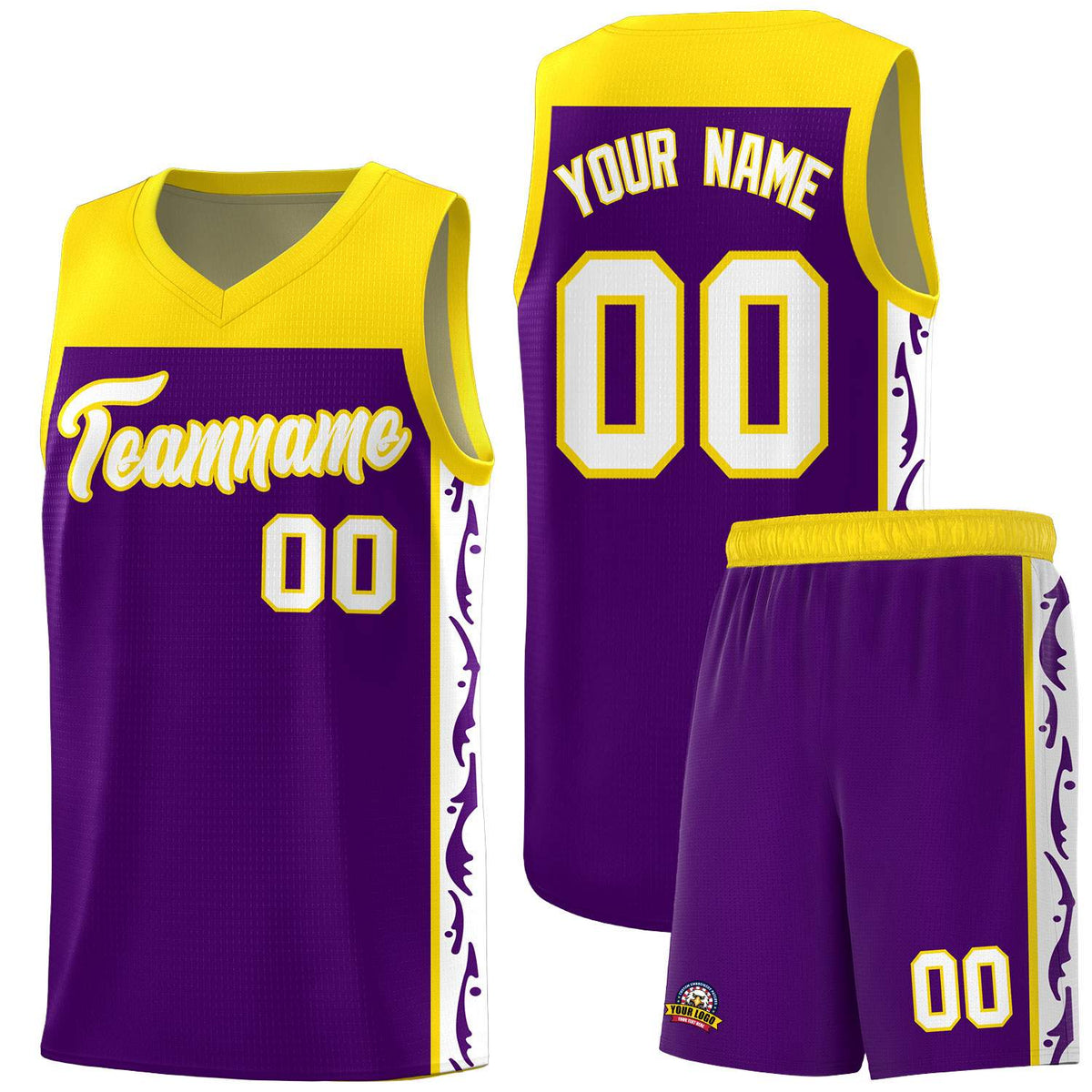 Custom Purple Side Pattern Sports Uniform Basketball Jersey