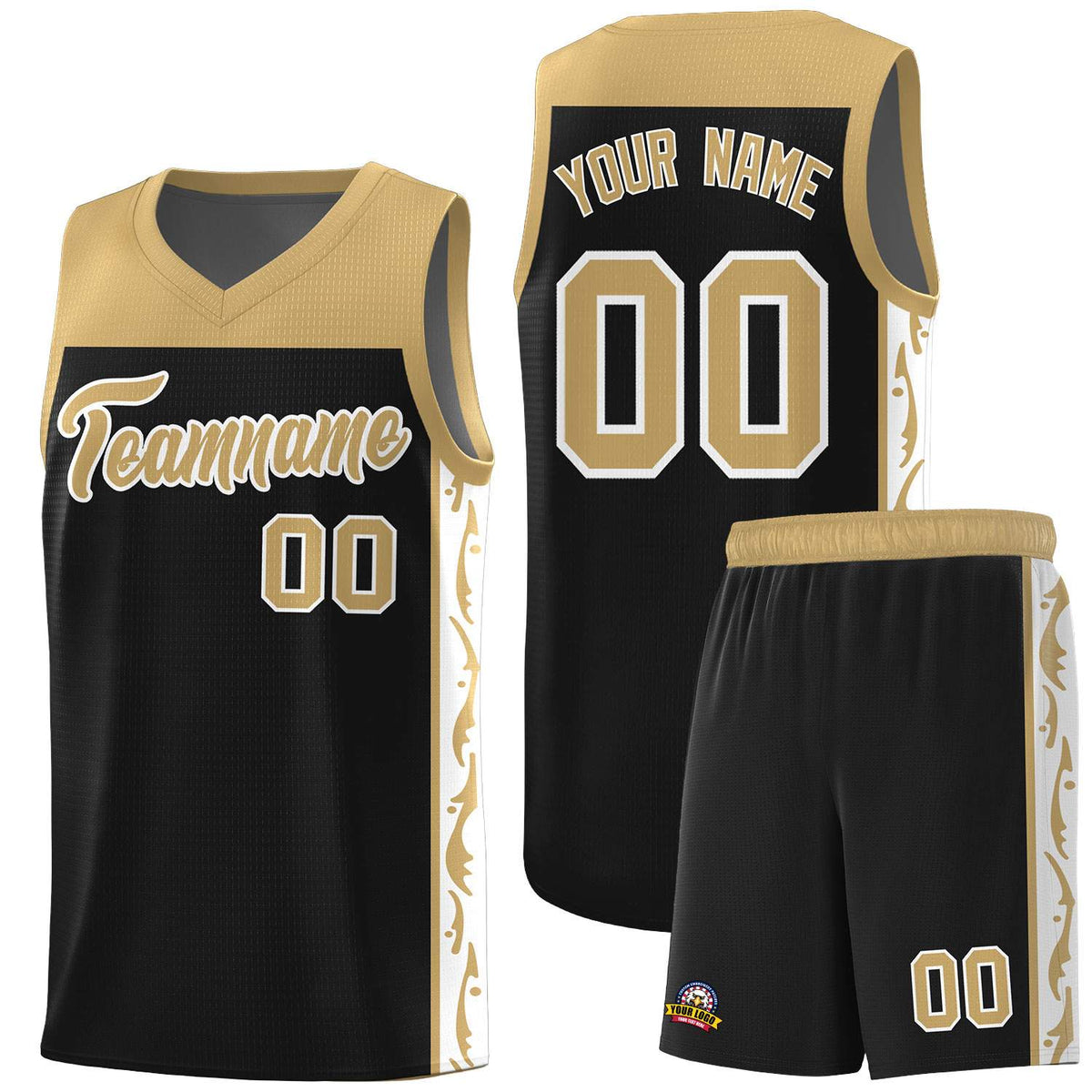 Custom Black Side Pattern Sports Uniform Basketball Jersey