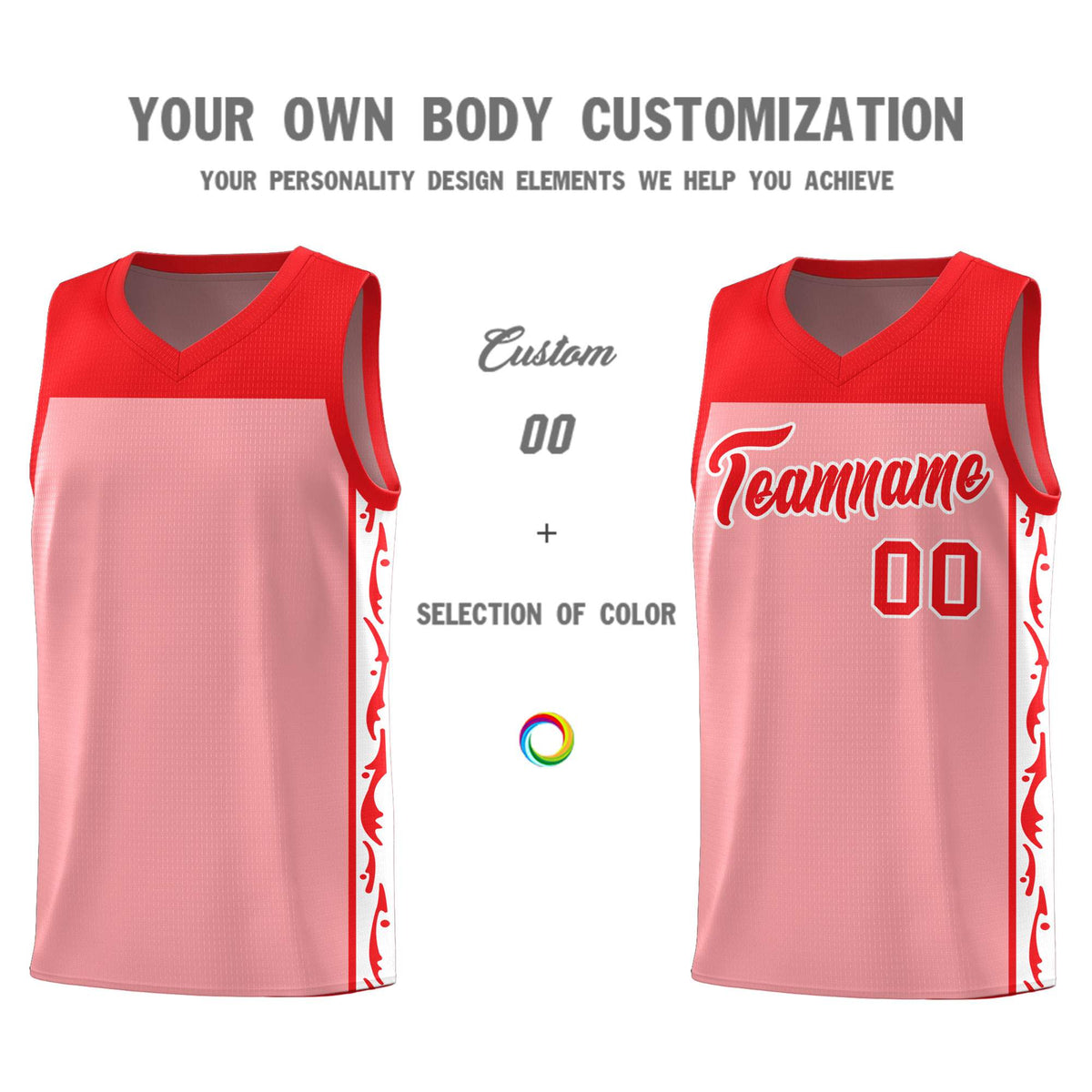 Custom Pink Side Pattern Sports Uniform Basketball Jersey