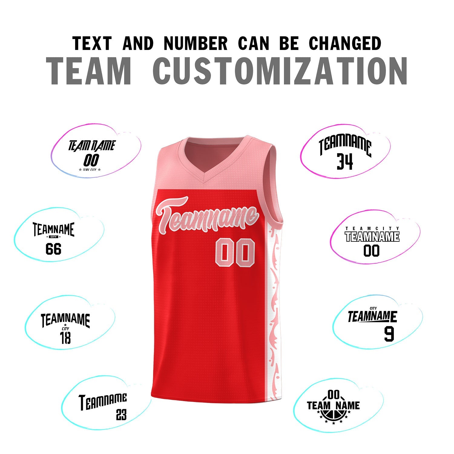 Custom Red Side Pattern Sports Uniform Basketball Jersey