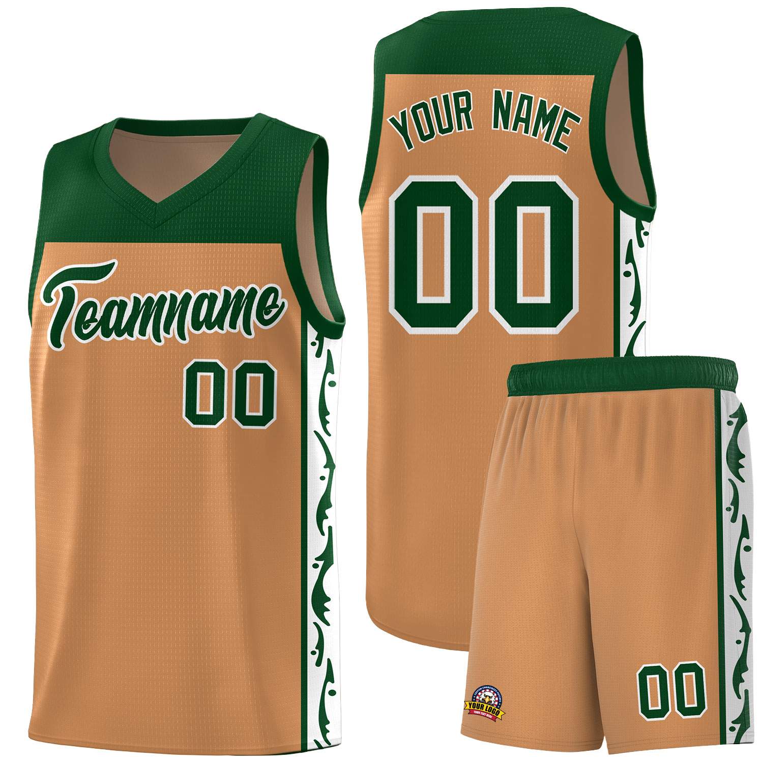 Custom Light Brown Side Pattern Sports Uniform Basketball Jersey