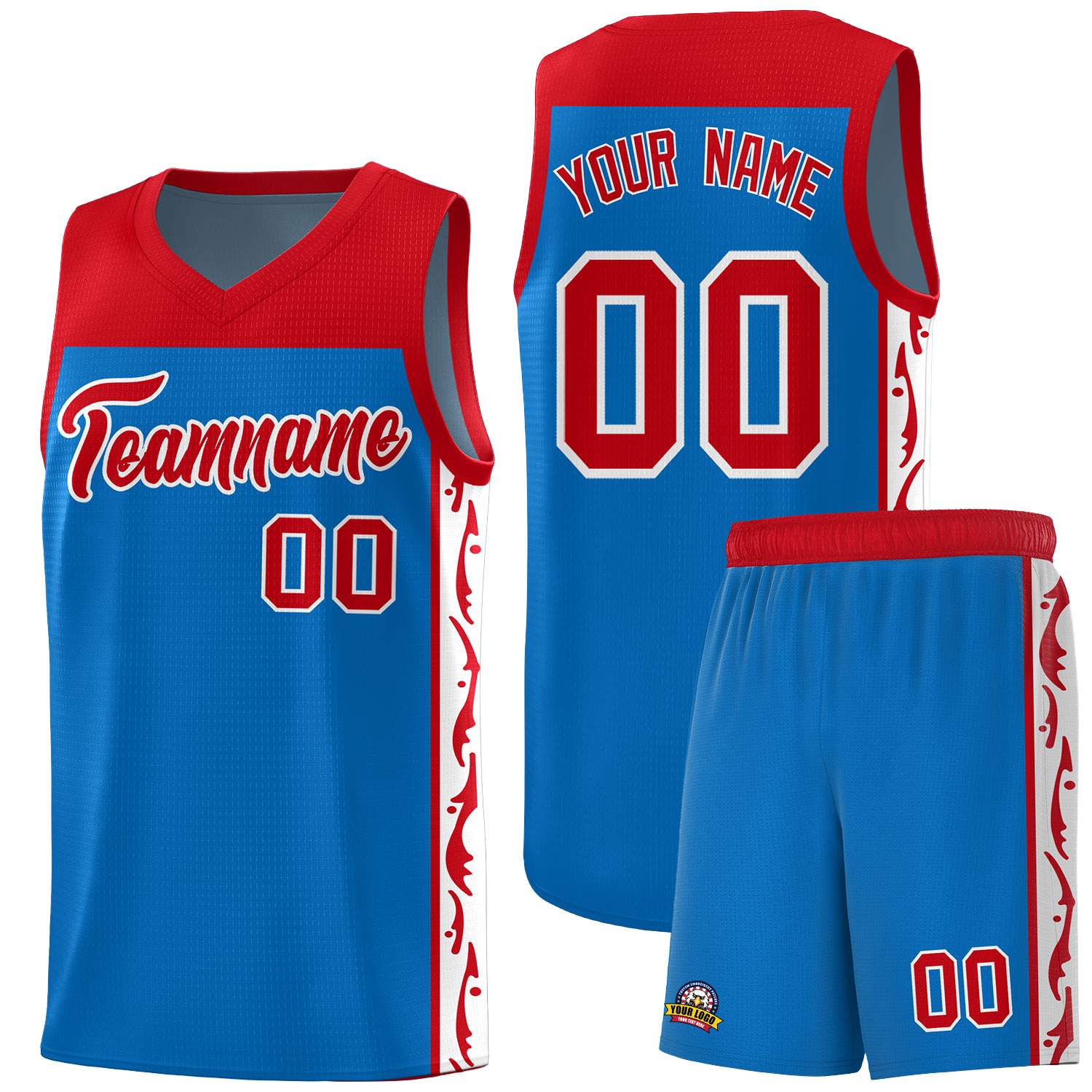 Custom Royal Side Pattern Sports Uniform Basketball Jersey