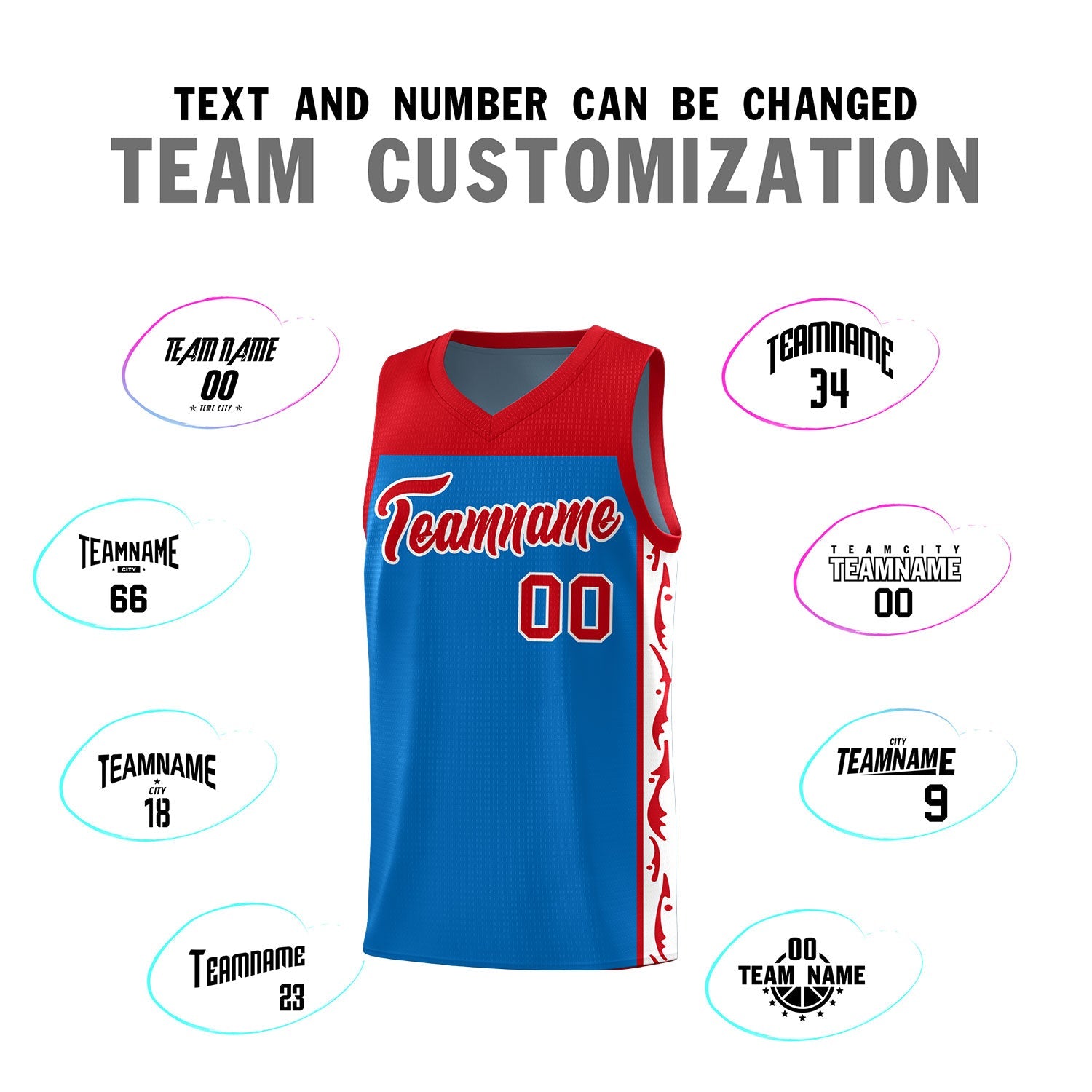 Custom Royal Side Pattern Sports Uniform Basketball Jersey
