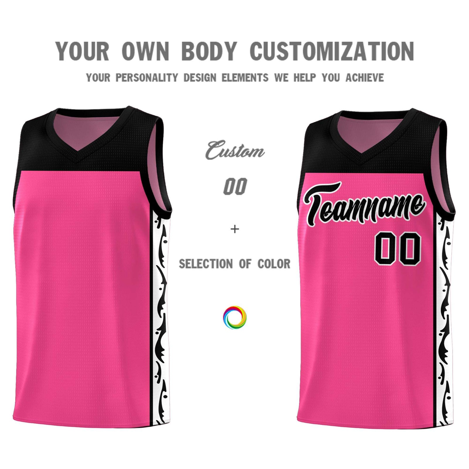 Custom Pink Side Pattern Sports Uniform Basketball Jersey