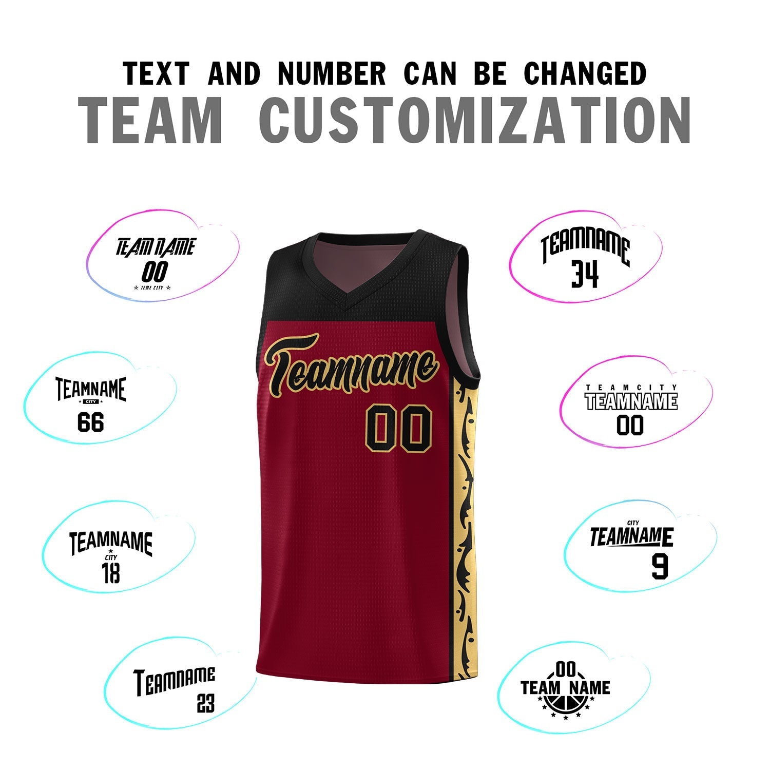 Custom Crimson Side Pattern Sports Uniform Basketball Jersey