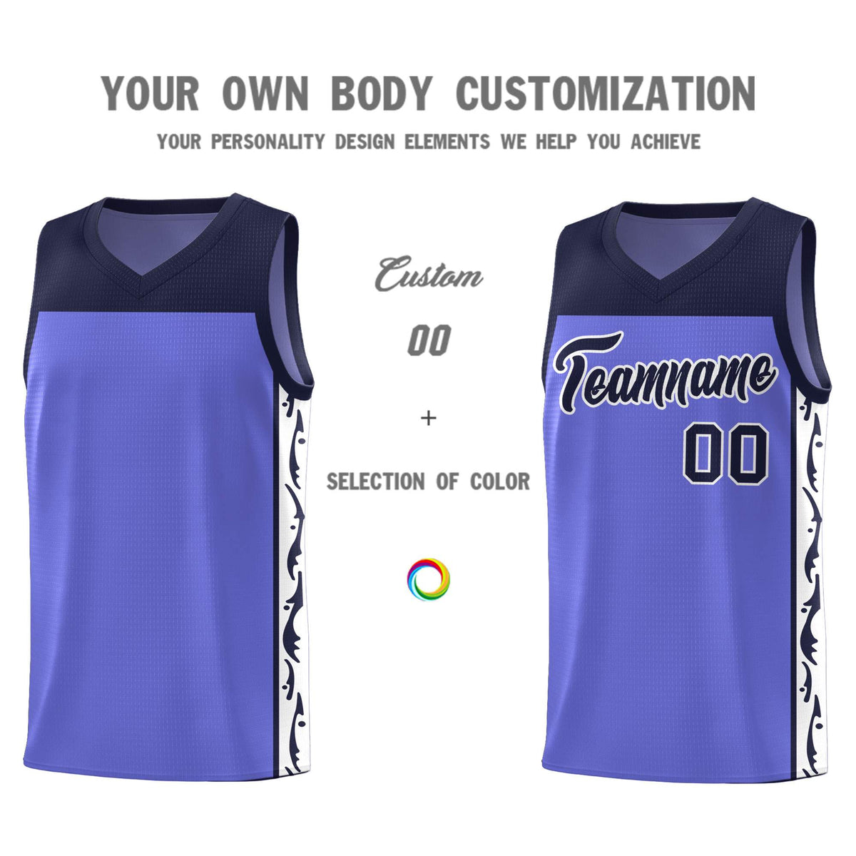 Custom Purple Side Pattern Sports Uniform Basketball Jersey
