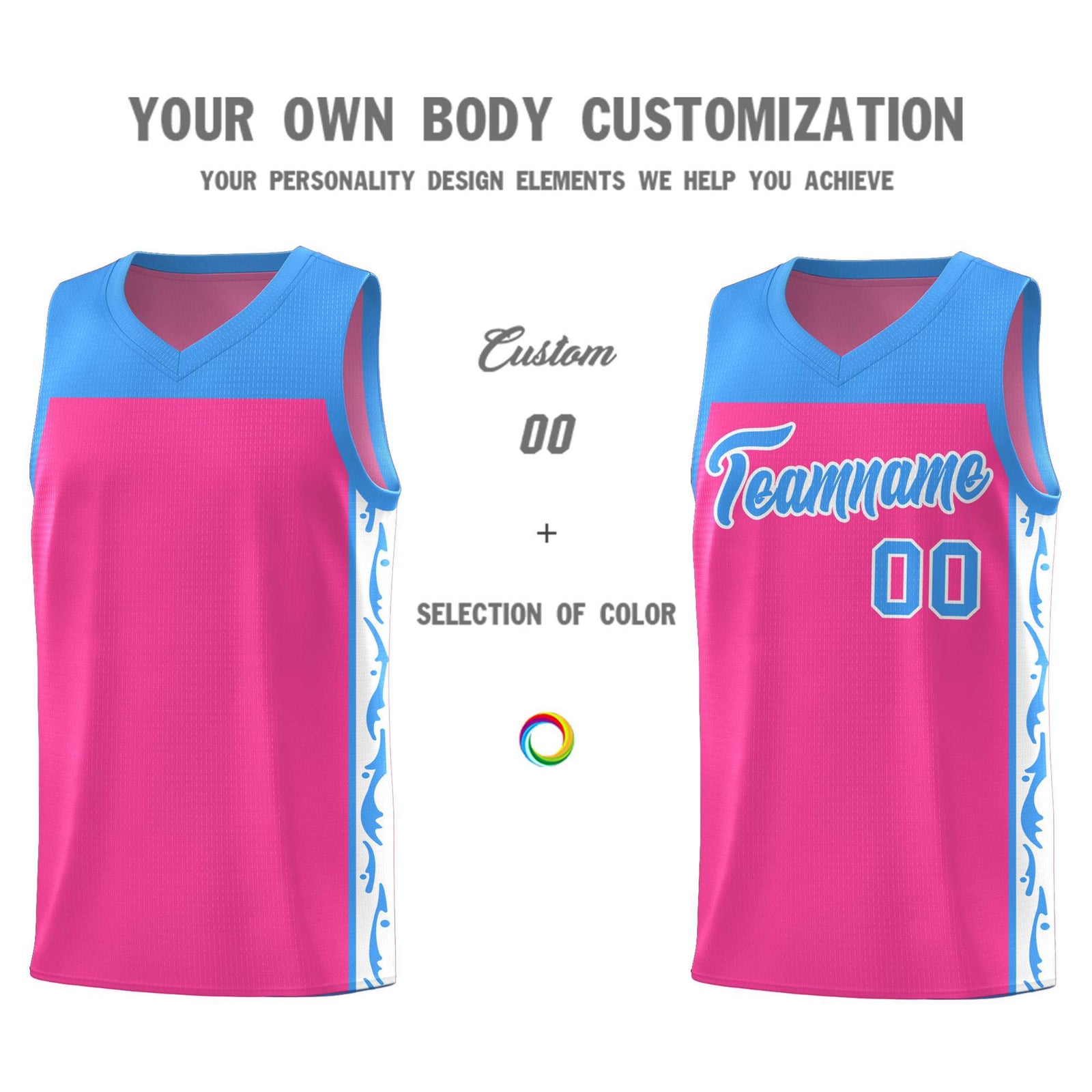 Custom Pink Side Pattern Sports Uniform Basketball Jersey