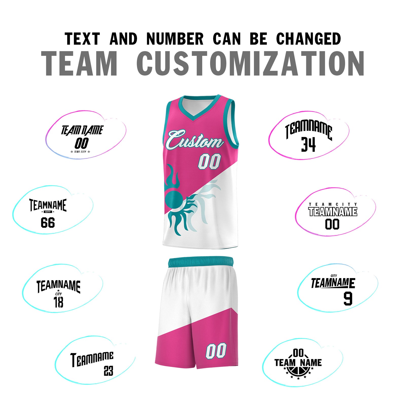 Custom Youth Basketball Jerseys - Rose Red White Radiant Sun Design Two Tone Uniforms