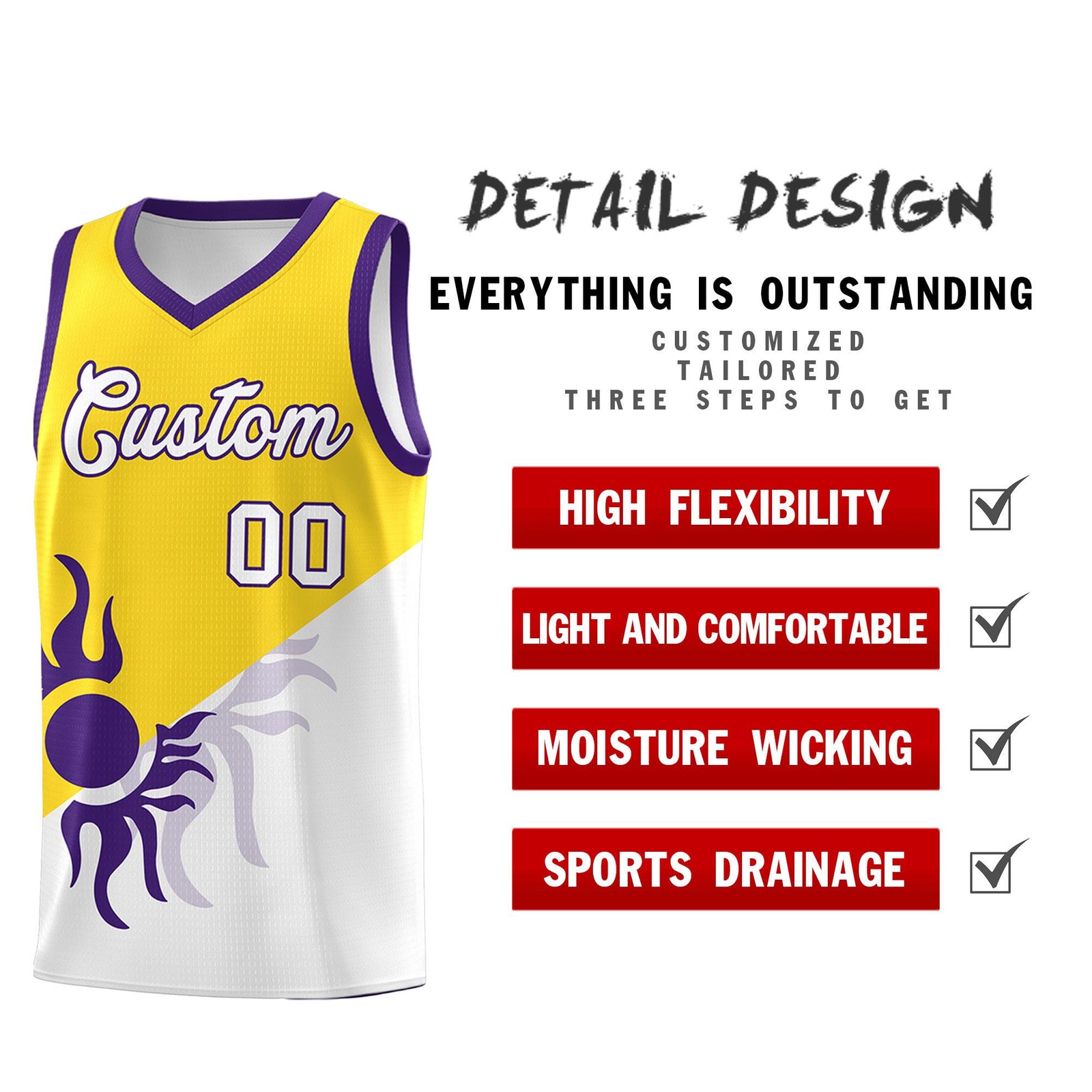 Custom Youth Basketball Jerseys - Gold White Radiant Sun Design Two Tone Uniforms
