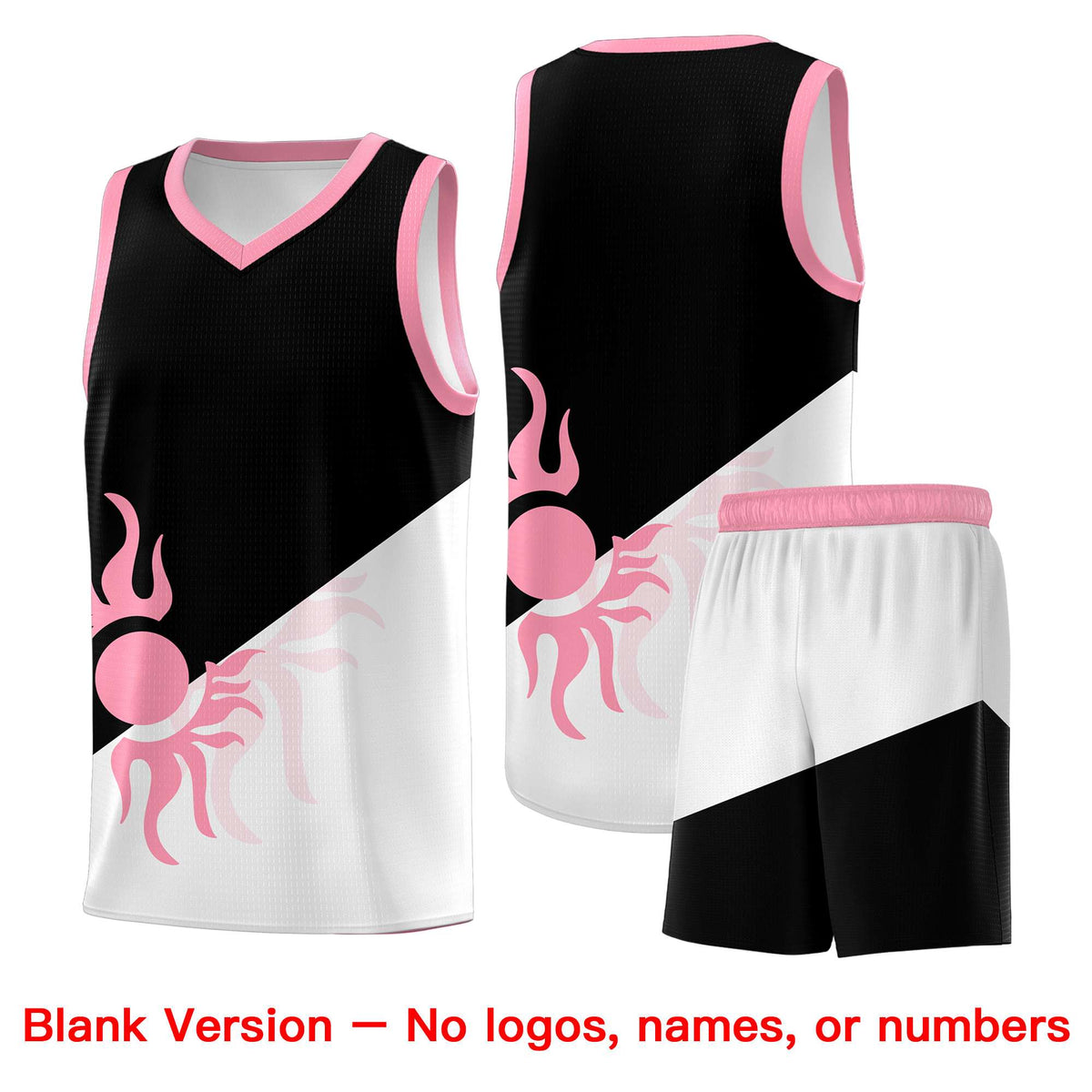 Custom Youth Basketball Jerseys - Black White Sunburst Design Two Tone Uniforms
