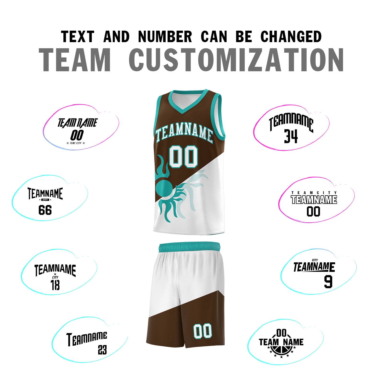 Custom Youth Basketball Jerseys - Brown White Radiant Sun Design Two Tone Uniforms