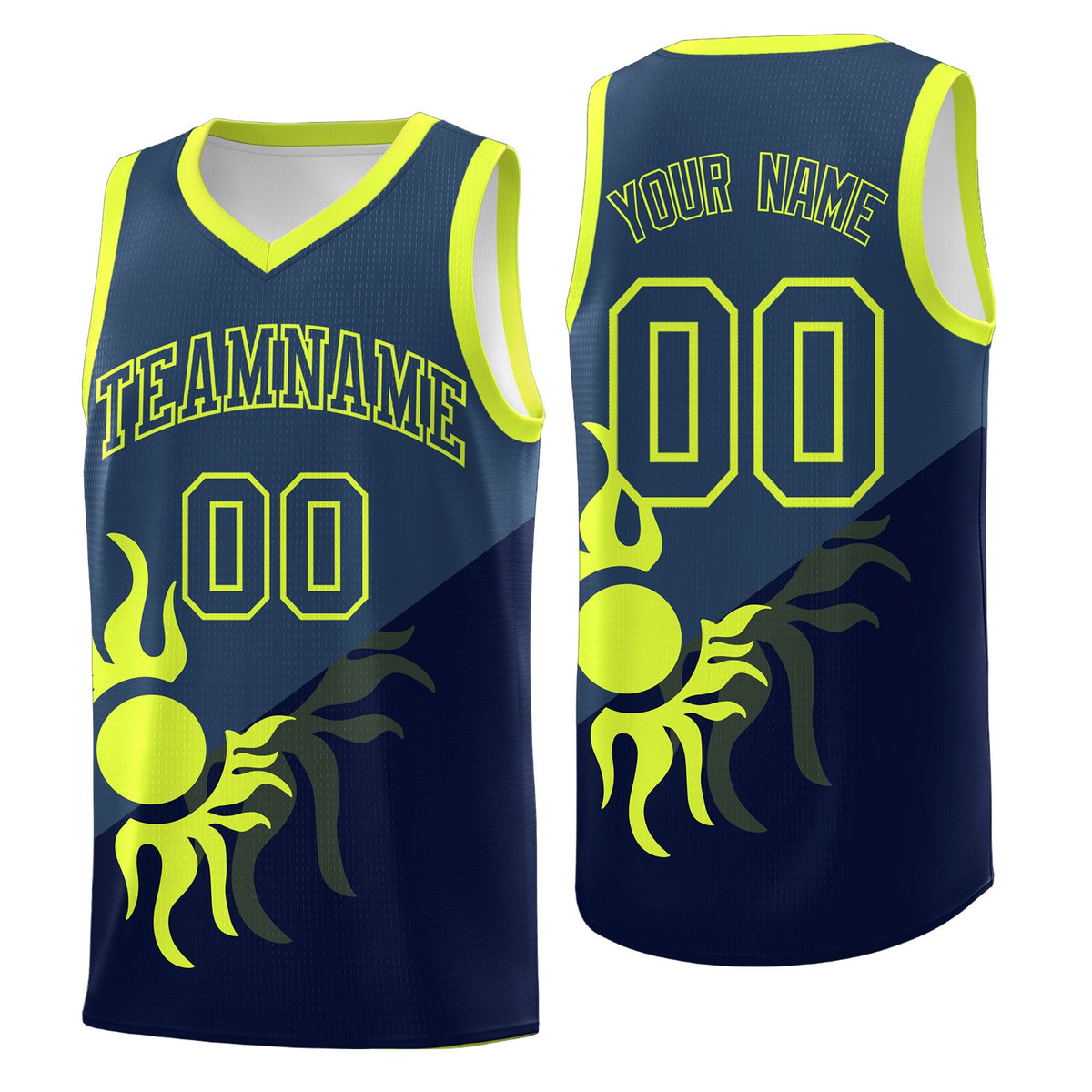 Custom Youth Basketball Jerseys - Navy Midnight Blue Sunburst Design Two Tone Uniforms
