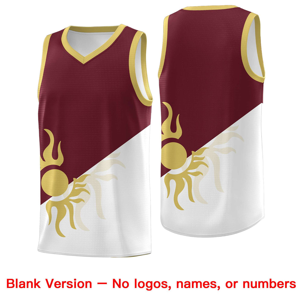 Custom Youth Basketball Jerseys - Burgundy White Sunburst Design Two Tone Uniforms