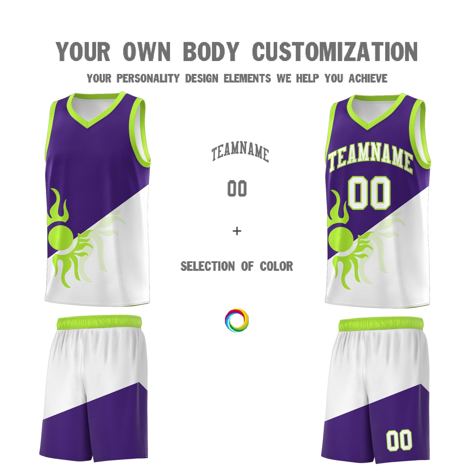 Custom Youth Basketball Jerseys - Purple White Radiant Sun Design Two Tone Uniforms