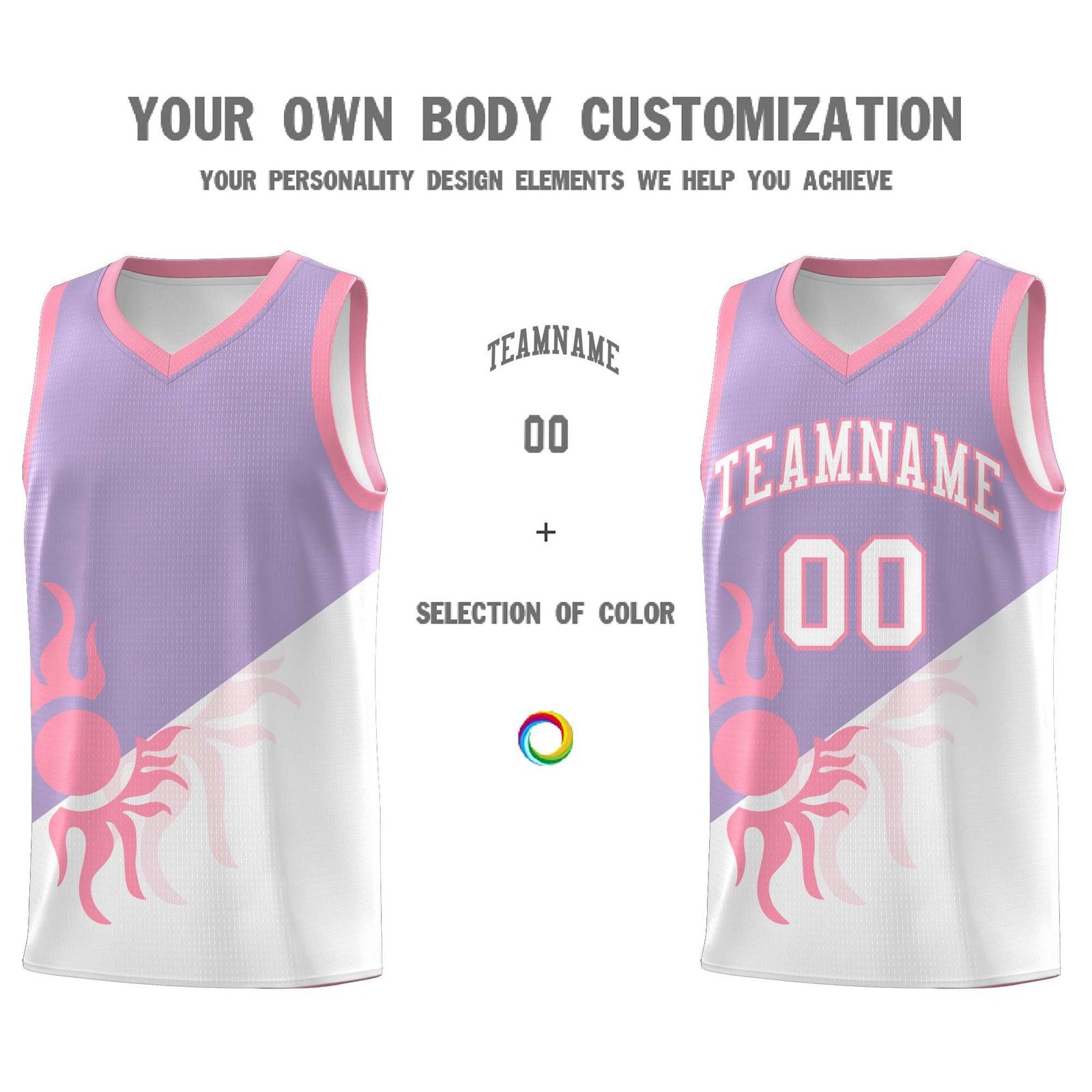 Custom Youth Basketball Jerseys - Light Purple White Radiant Sun Design Two Tone Uniforms