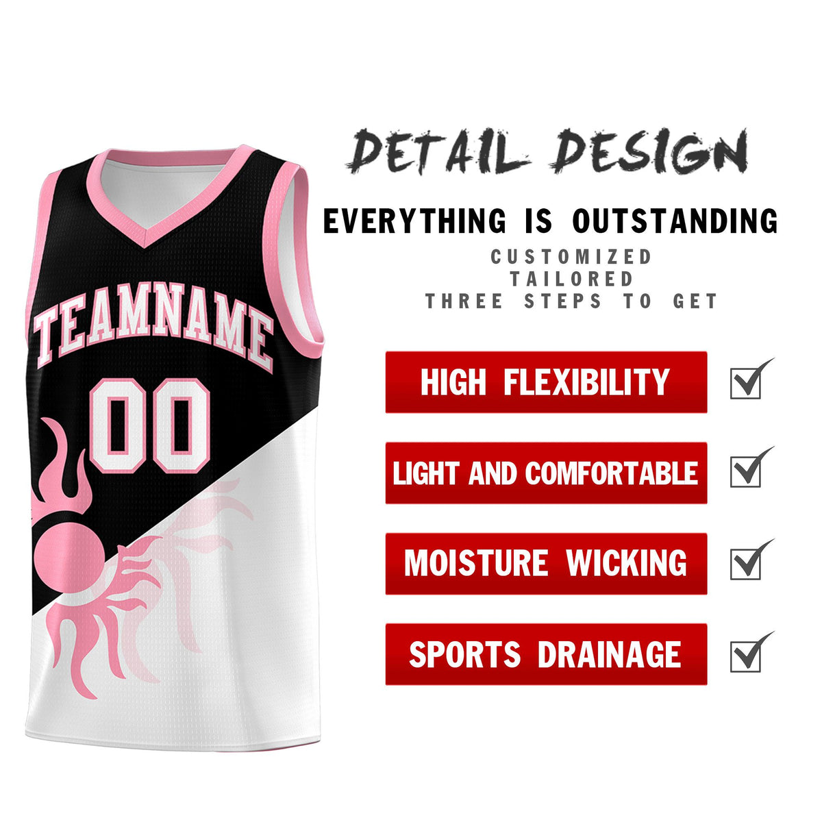 Custom Youth Basketball Jerseys - Black White Sunburst Design Two Tone Uniforms