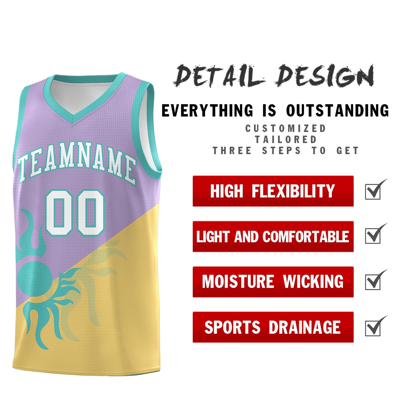 Custom Youth Basketball Jerseys - Light Purple Old Gold Radiant Sun Design Two Tone Uniforms