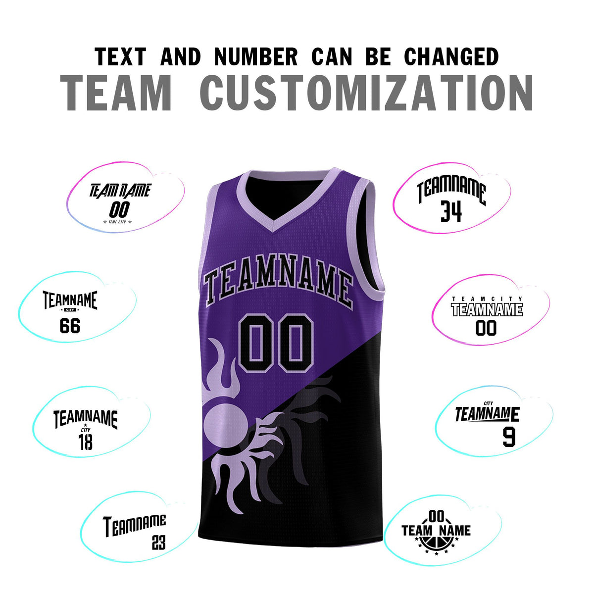 Custom Youth Basketball Jerseys - Purple Black Sunburst Design Two Tone Uniforms