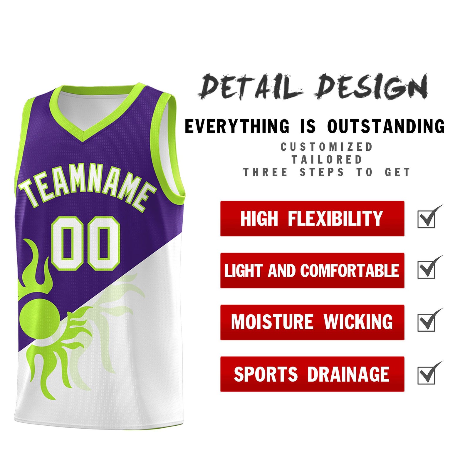 Custom Youth Basketball Jerseys - Purple White Radiant Sun Design Two Tone Uniforms