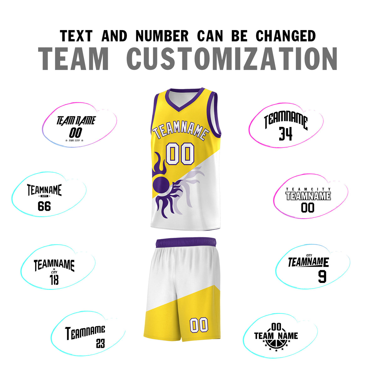 Custom Youth Basketball Jerseys - Gold White Radiant Sun Design Two Tone Uniforms