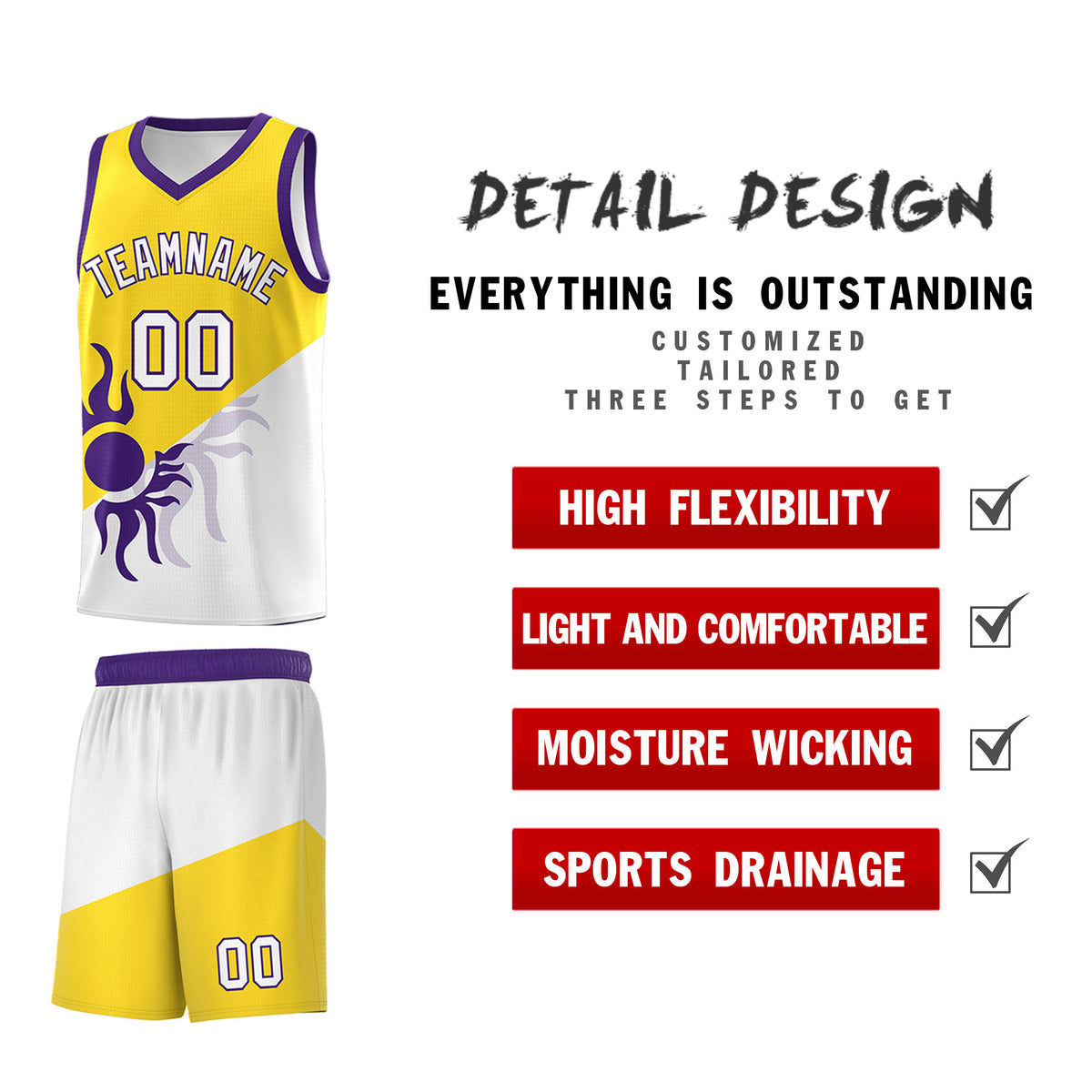 Custom Youth Basketball Jerseys - Gold White Radiant Sun Design Two Tone Uniforms
