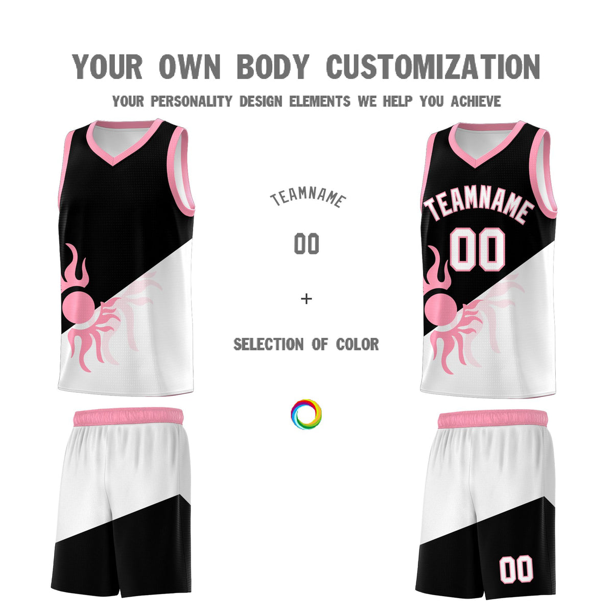 Custom Youth Basketball Jerseys - Black White Sunburst Design Two Tone Uniforms