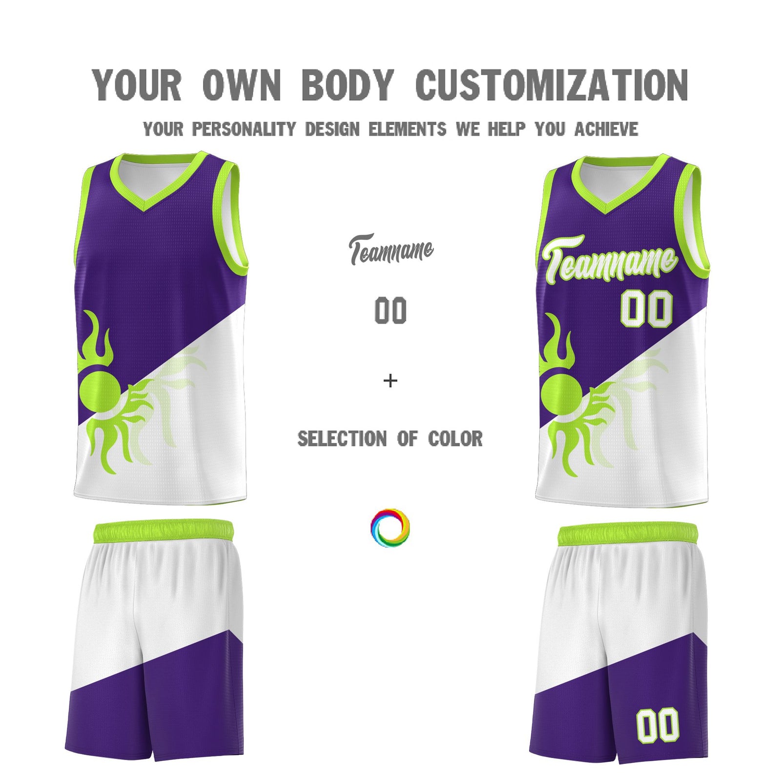 Custom Youth Basketball Jerseys - Purple White Radiant Sun Design Two Tone Uniforms