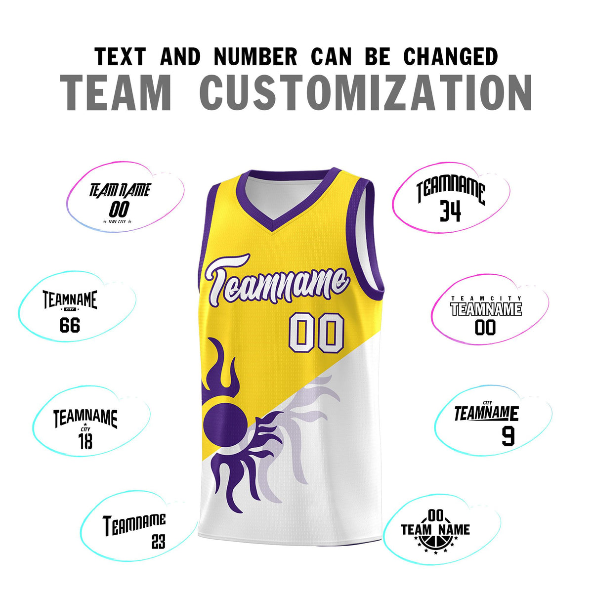 Custom Youth Basketball Jerseys - Gold White Radiant Sun Design Two Tone Uniforms