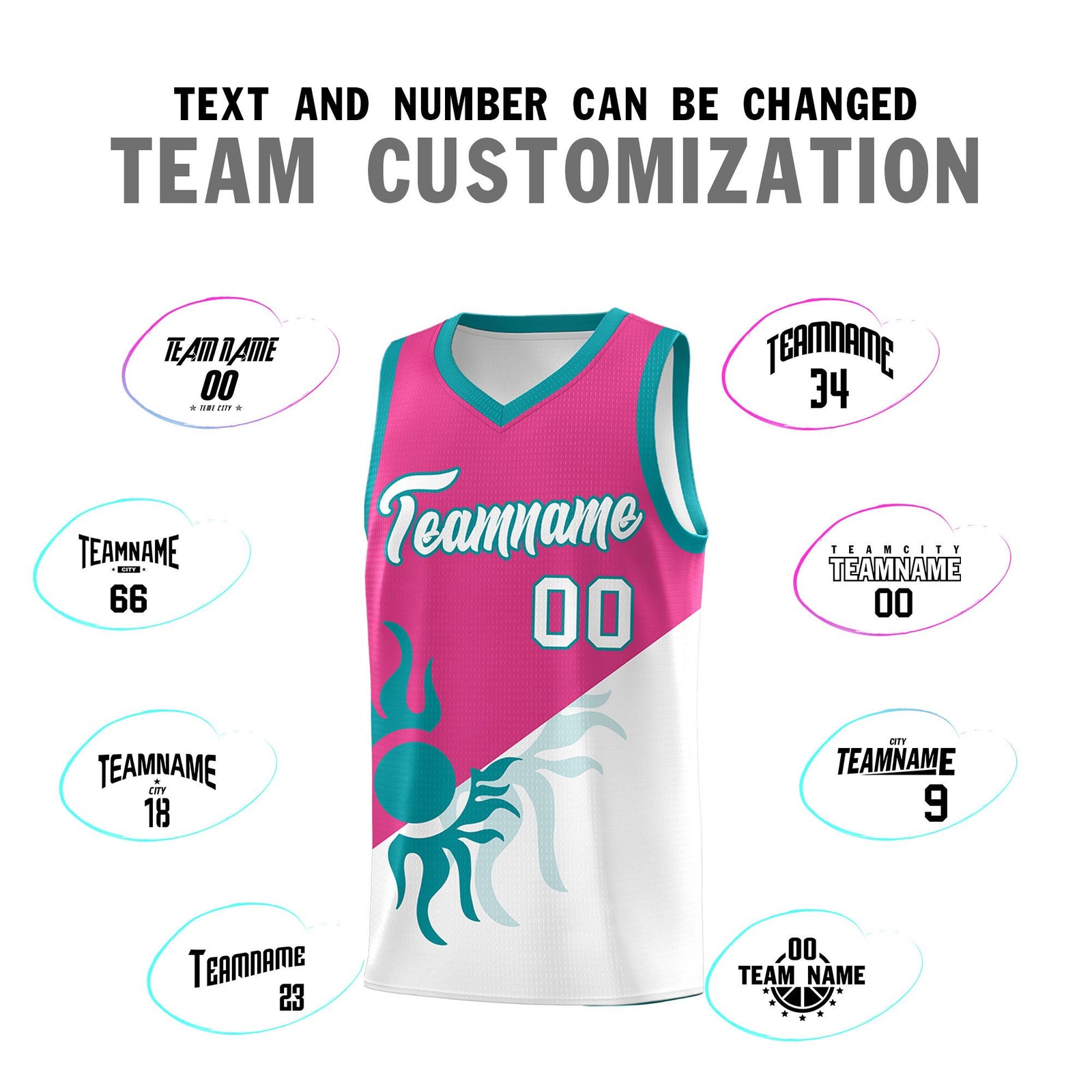 Custom Youth Basketball Jerseys - Rose Red White Radiant Sun Design Two Tone Uniforms